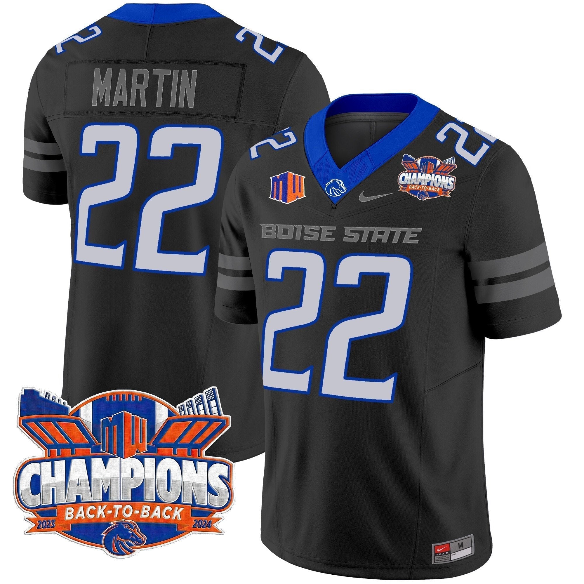 Men Boise State Broncos 2024 Back To Back Champions Vapor Limited Jersey - All Stitched