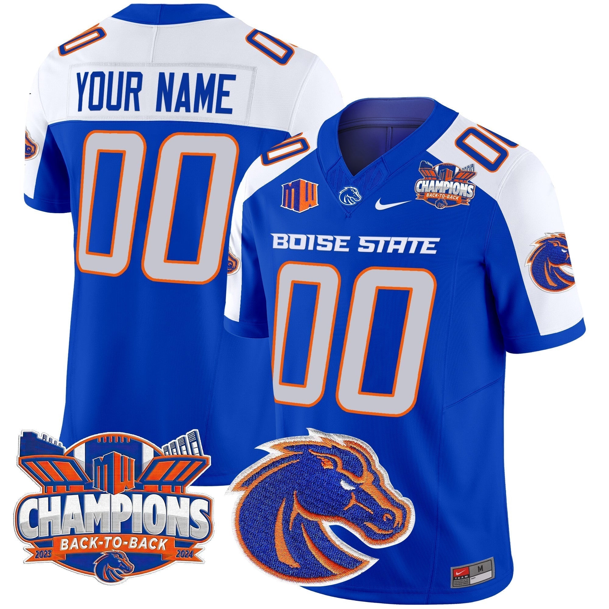 Custom Boise State Broncos 2024 Back To Back Champions Vapor Limited Jersey - All Stitched