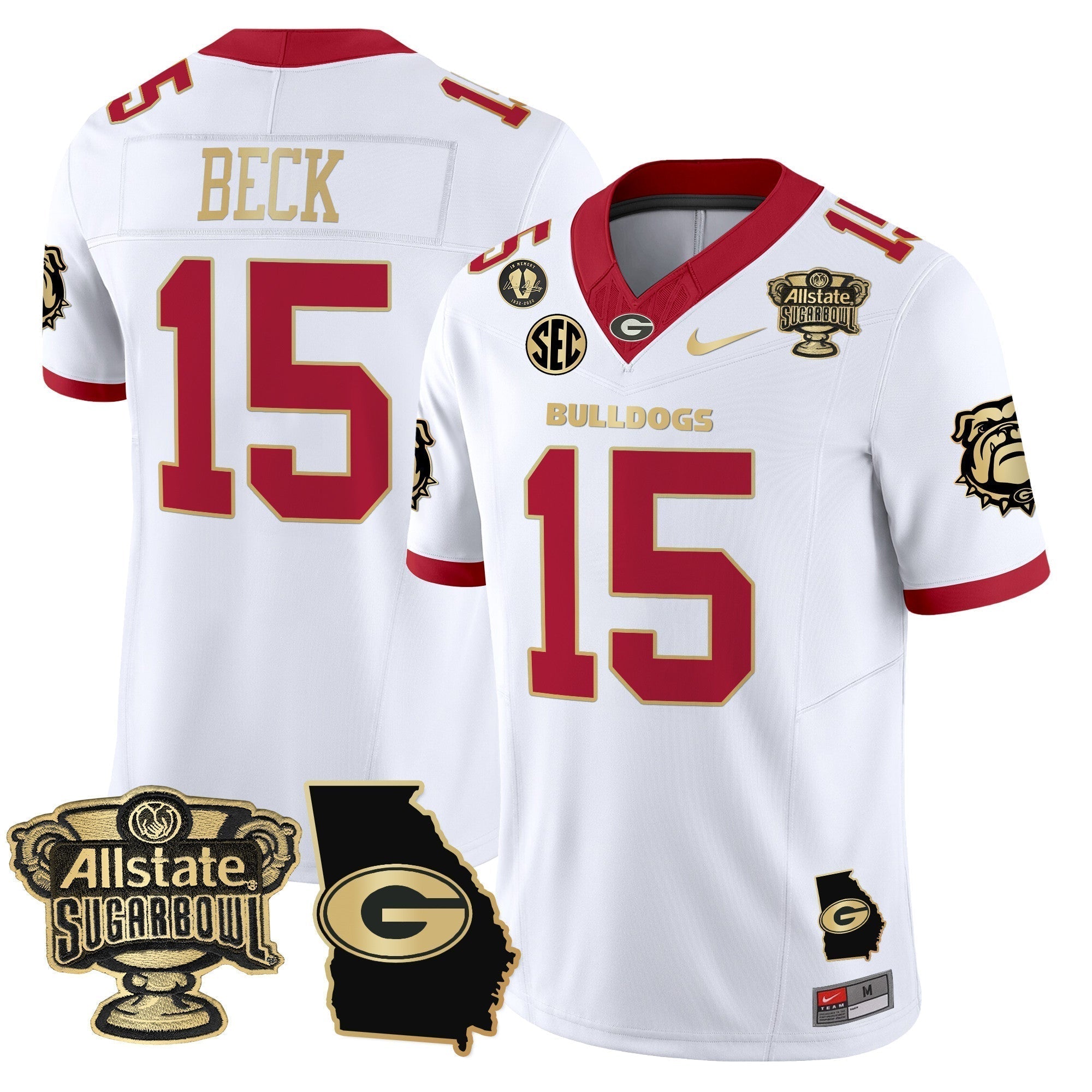 Men Georgia Bulldogs 2025 Sugar Bowl & Georgia Map Patch Vapor Limited Jersey - All Stitched