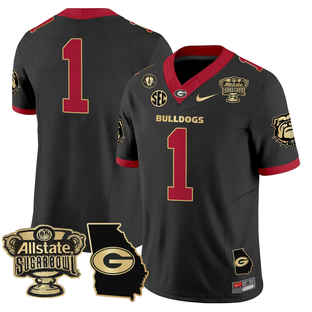 Men Georgia Bulldogs 2025 Sugar Bowl & Georgia Map Patch Vapor Limited Jersey - All Stitched
