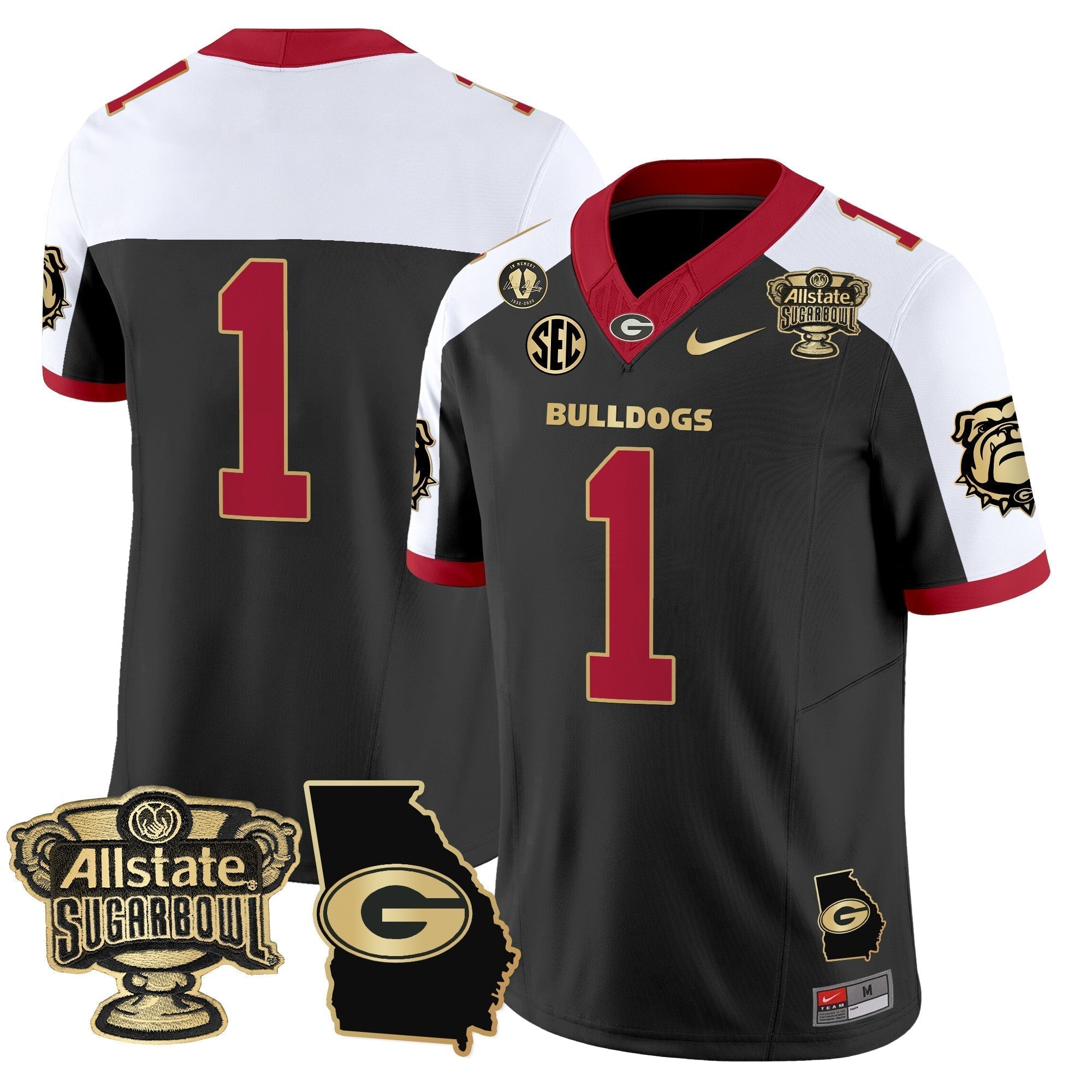 Men Georgia Bulldogs 2025 Sugar Bowl & Georgia Map Patch Vapor Limited Jersey - All Stitched