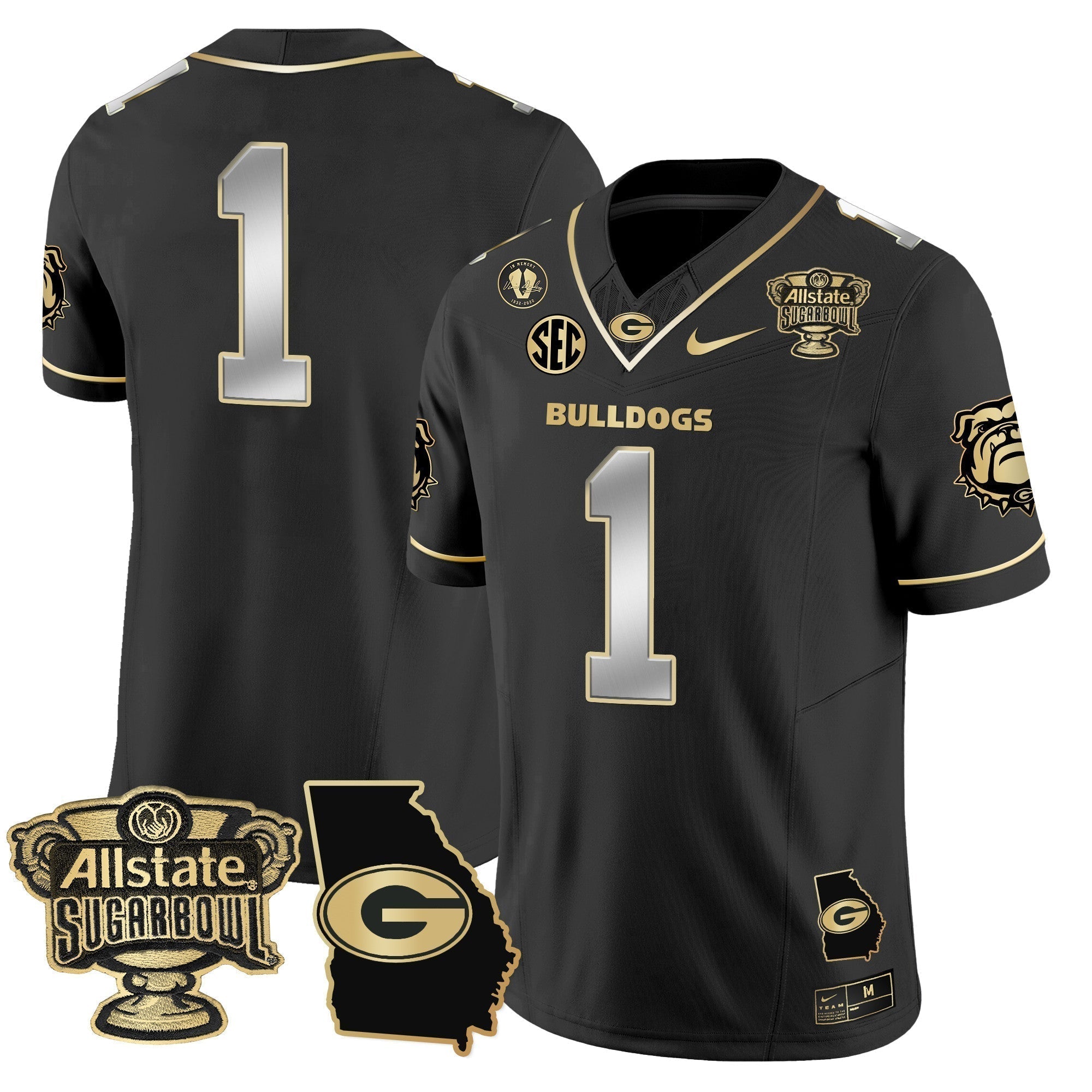 Men Georgia Bulldogs 2025 Sugar Bowl & Georgia Map Patch Vapor Limited Jersey - All Stitched