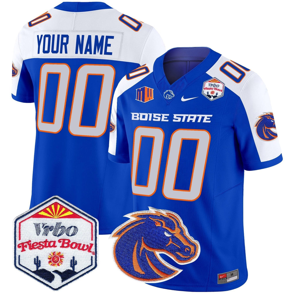 Custom Boise State Broncos 2025 The Fiesta Bowl Patch Vapor Limited Jersey - All Stitched