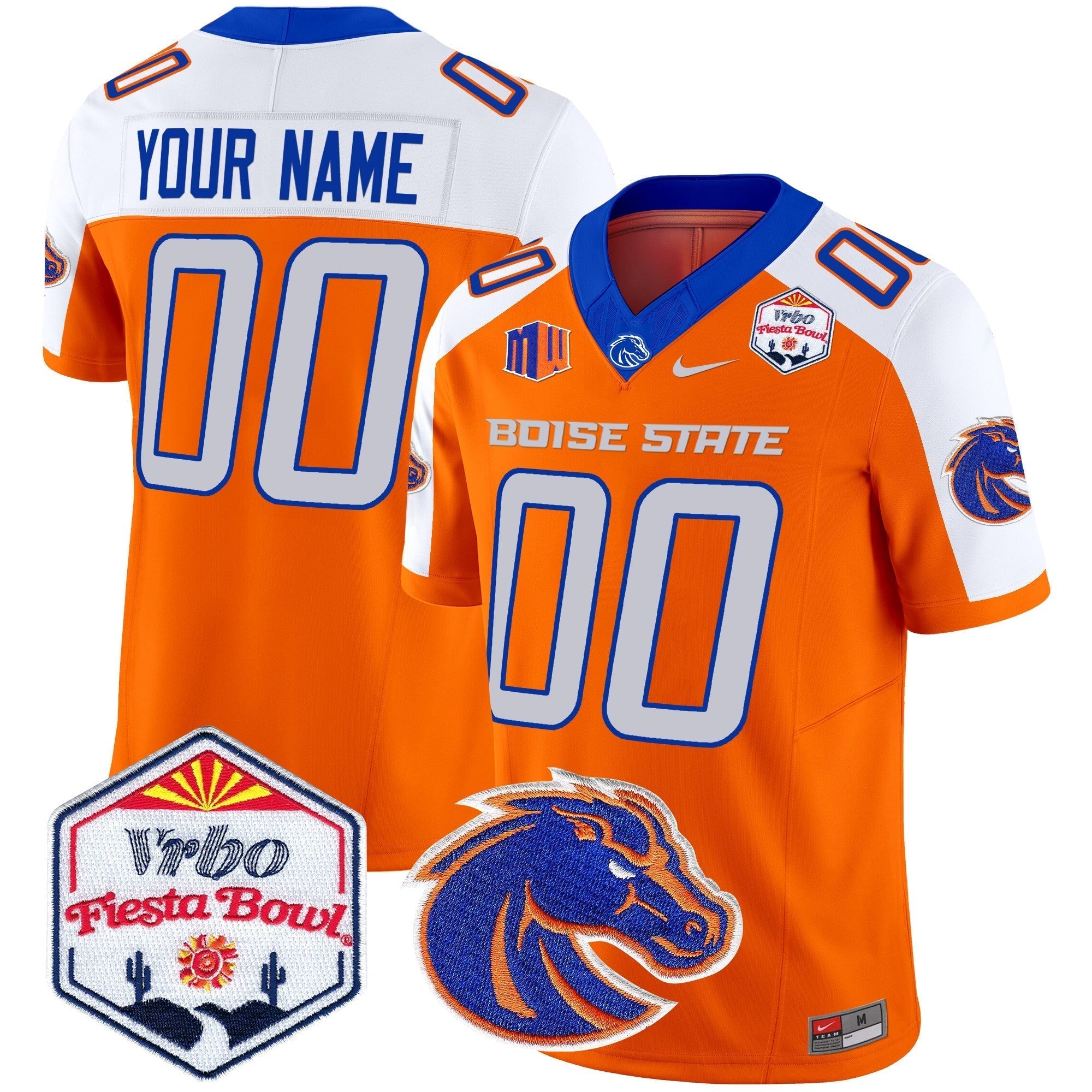 Custom Boise State Broncos 2025 The Fiesta Bowl Patch Vapor Limited Jersey - All Stitched