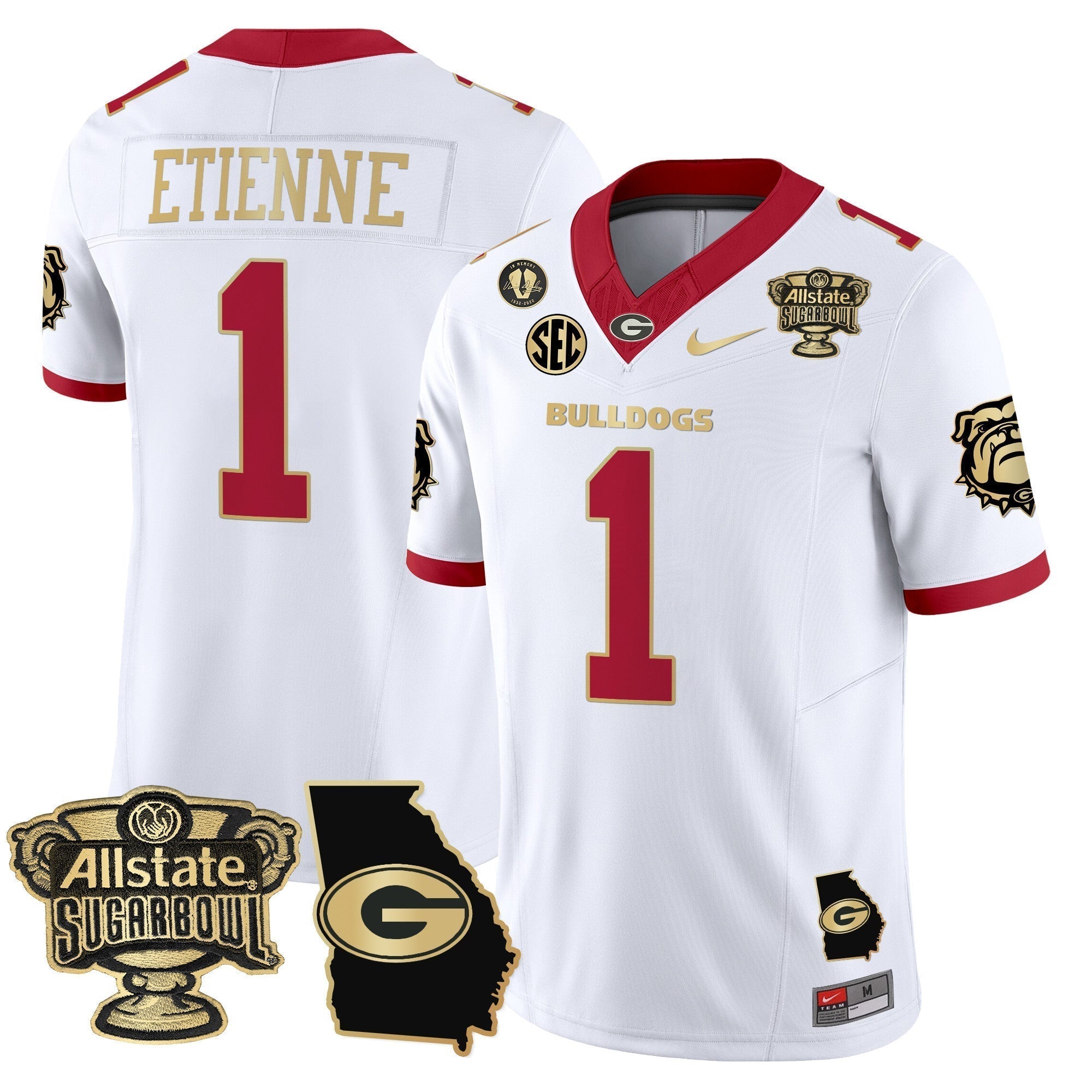 Men Georgia Bulldogs 2025 Sugar Bowl & Georgia Map Patch Vapor Limited Jersey - All Stitched