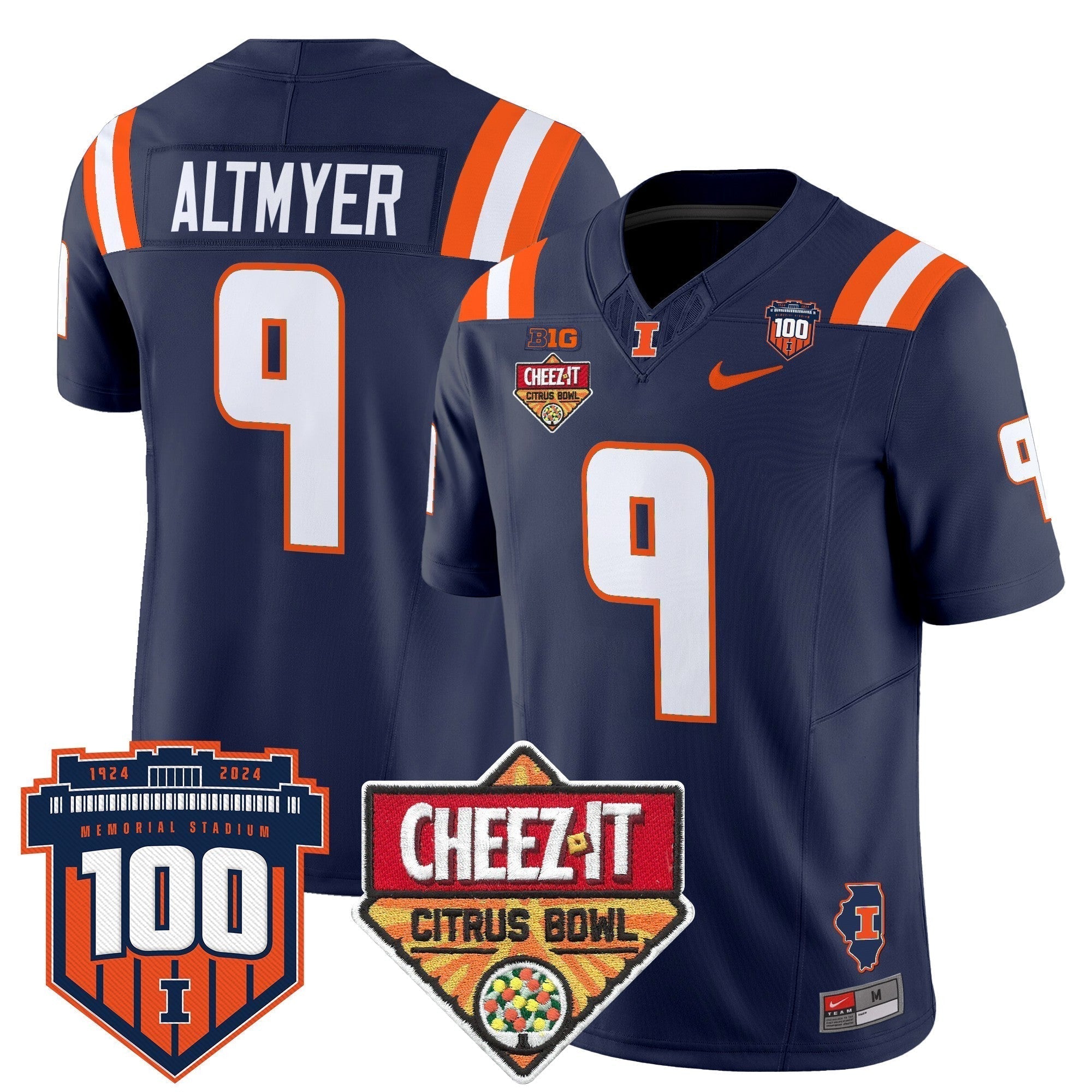 Men Illinois Fighting Illini 2025 Cheez-It Citrus Bowl Patch Vapor Limited Jersey - All Stitched