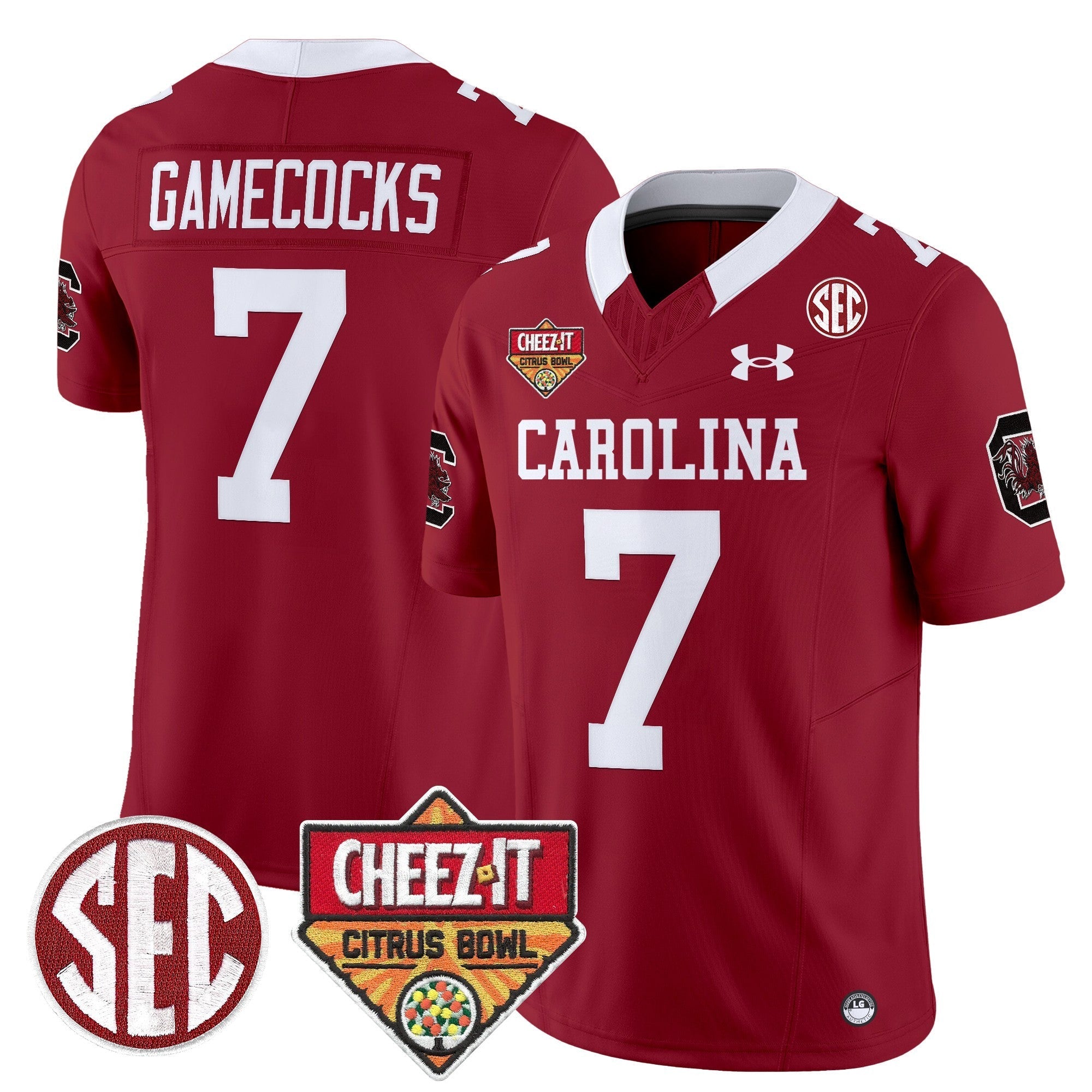 Men South Carolina Gamecocks 1980 Throwback Cheez-It Citrus Bowl Patch Vapor Limited Jersey - All Stitched