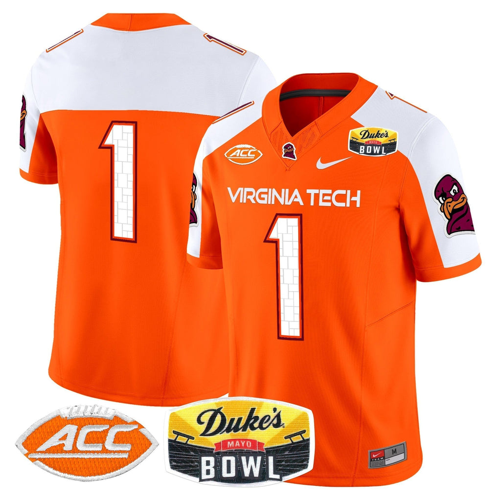 Men Virginia Tech Hokies 2025 Duke's Mayo Bowl Patch Vapor Limited Jersey - All Stitched