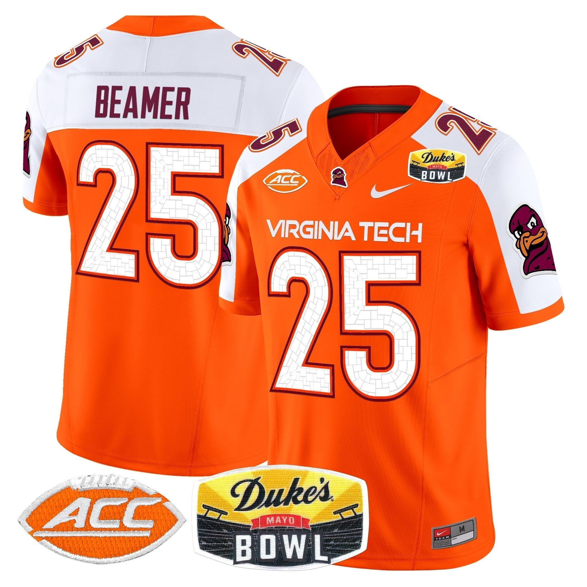 Men Virginia Tech Hokies 2025 Duke's Mayo Bowl Patch Vapor Limited Jersey - All Stitched