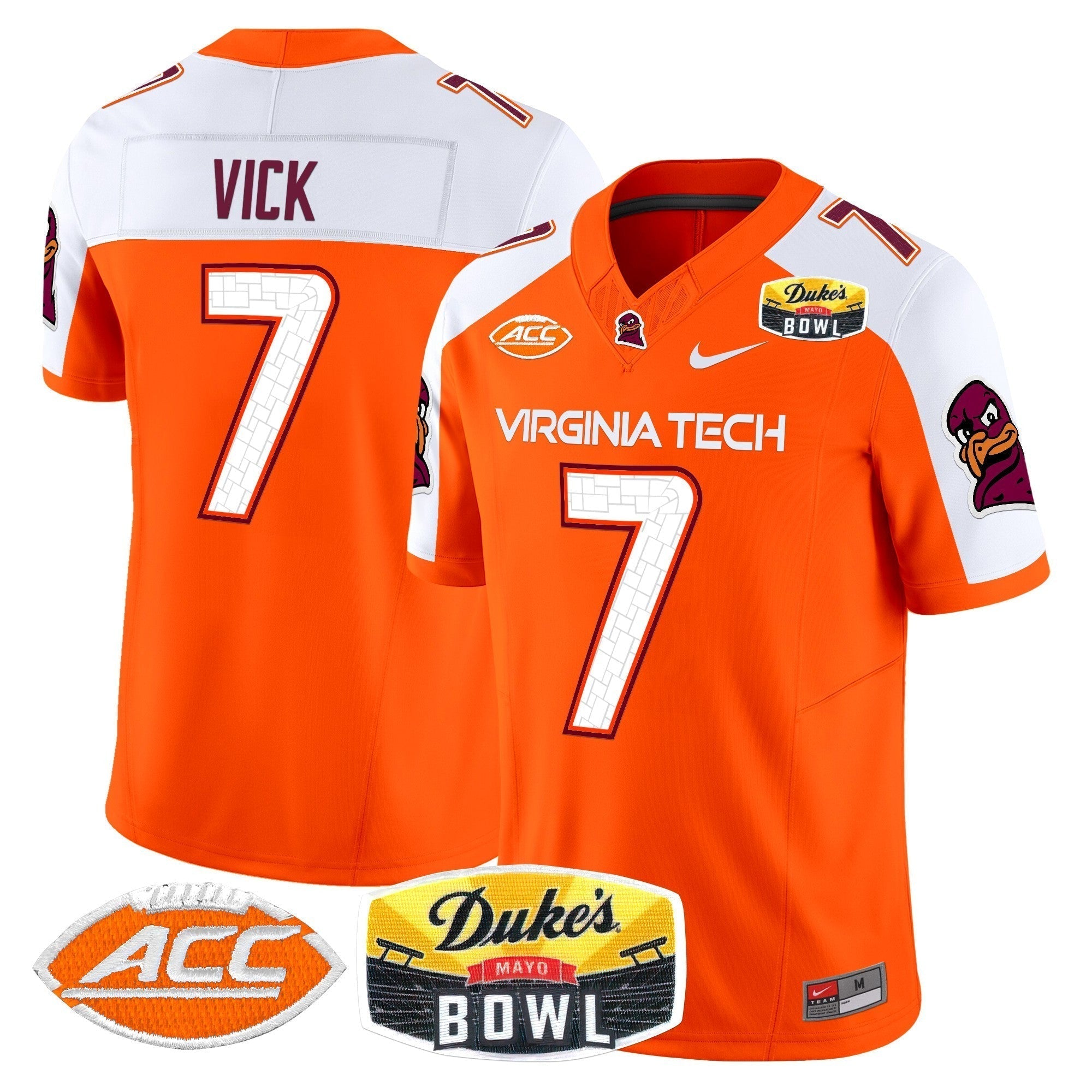Men Virginia Tech Hokies 2025 Duke's Mayo Bowl Patch Vapor Limited Jersey - All Stitched