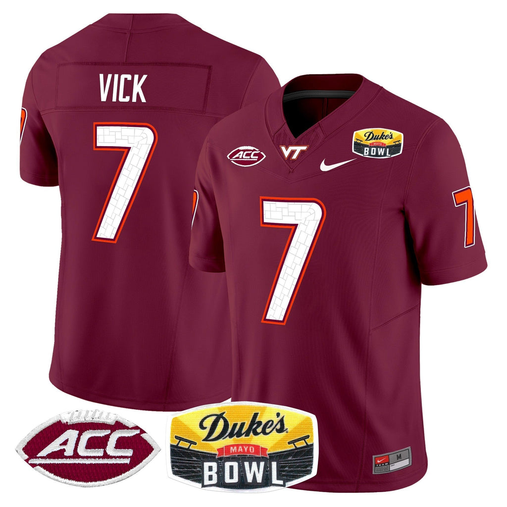 Men Virginia Tech Hokies 2025 Duke's Mayo Bowl Patch Vapor Limited Jersey - All Stitched