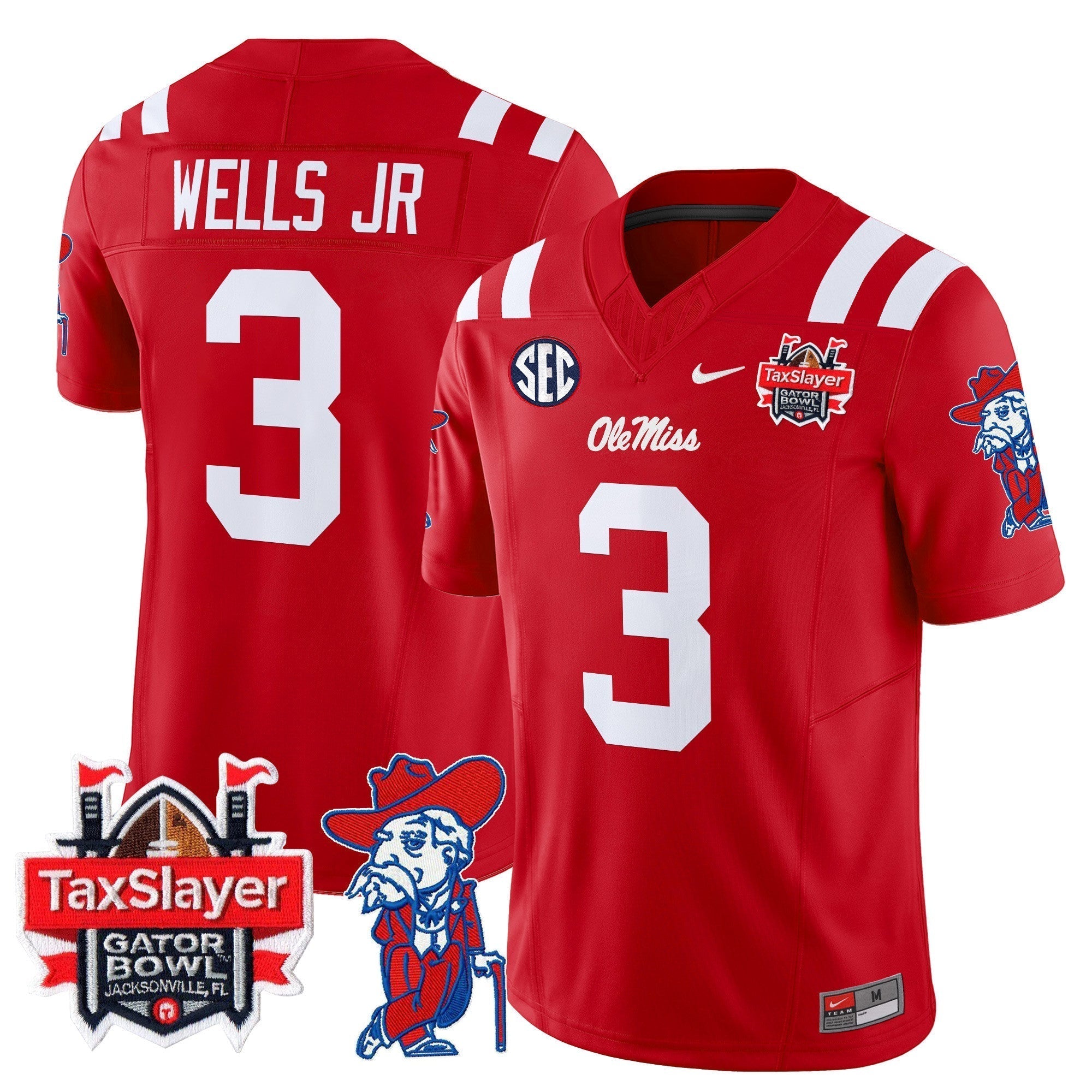 Men Ole Miss Rebels 2024 Gator Bowl Patch Vapor Limited Jersey - All Stitched