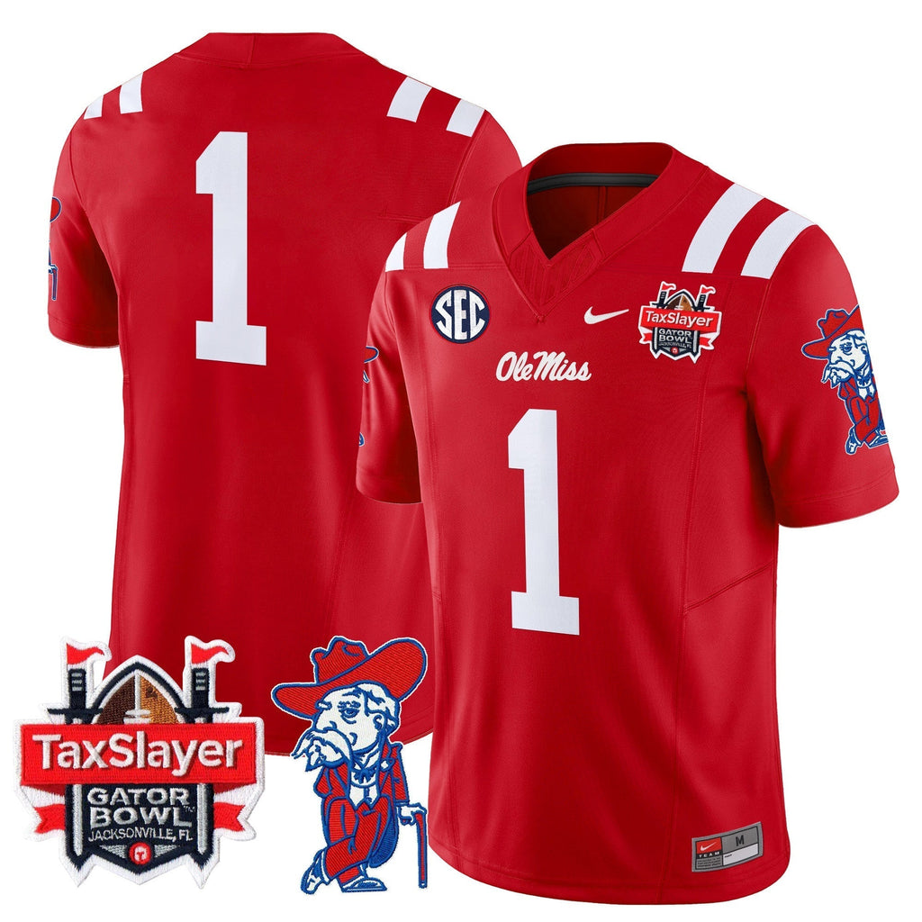 Men Ole Miss Rebels 2025 Gator Bowl Patch Vapor Limited Jersey - All Stitched