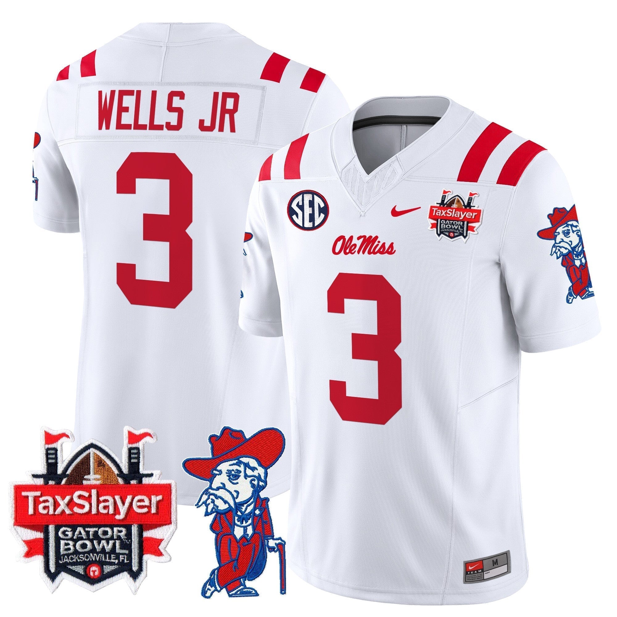 Men Ole Miss Rebels 2025 Gator Bowl Patch Vapor Limited Jersey - All Stitched