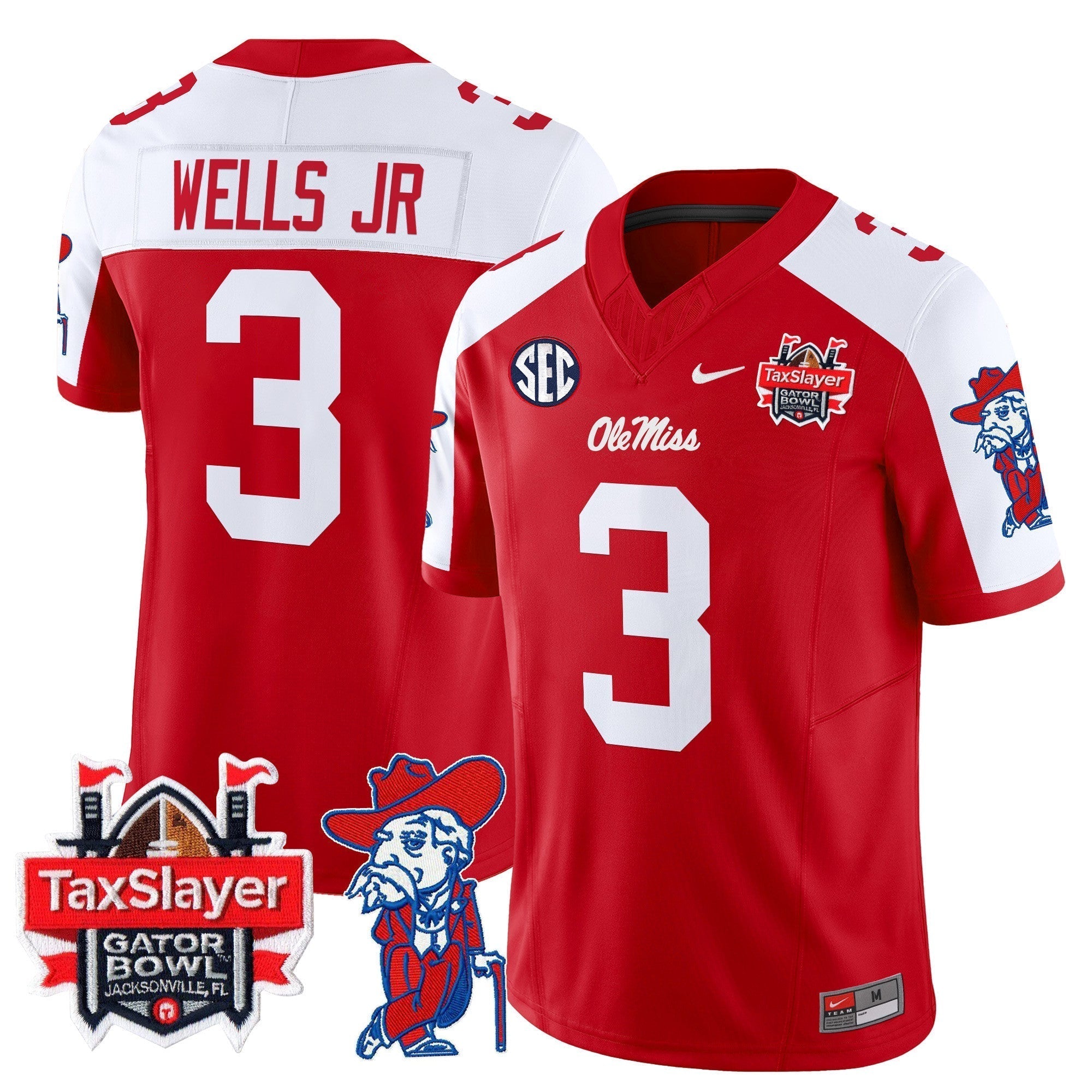 Men Ole Miss Rebels 2024 Gator Bowl Patch Vapor Limited Jersey - All Stitched
