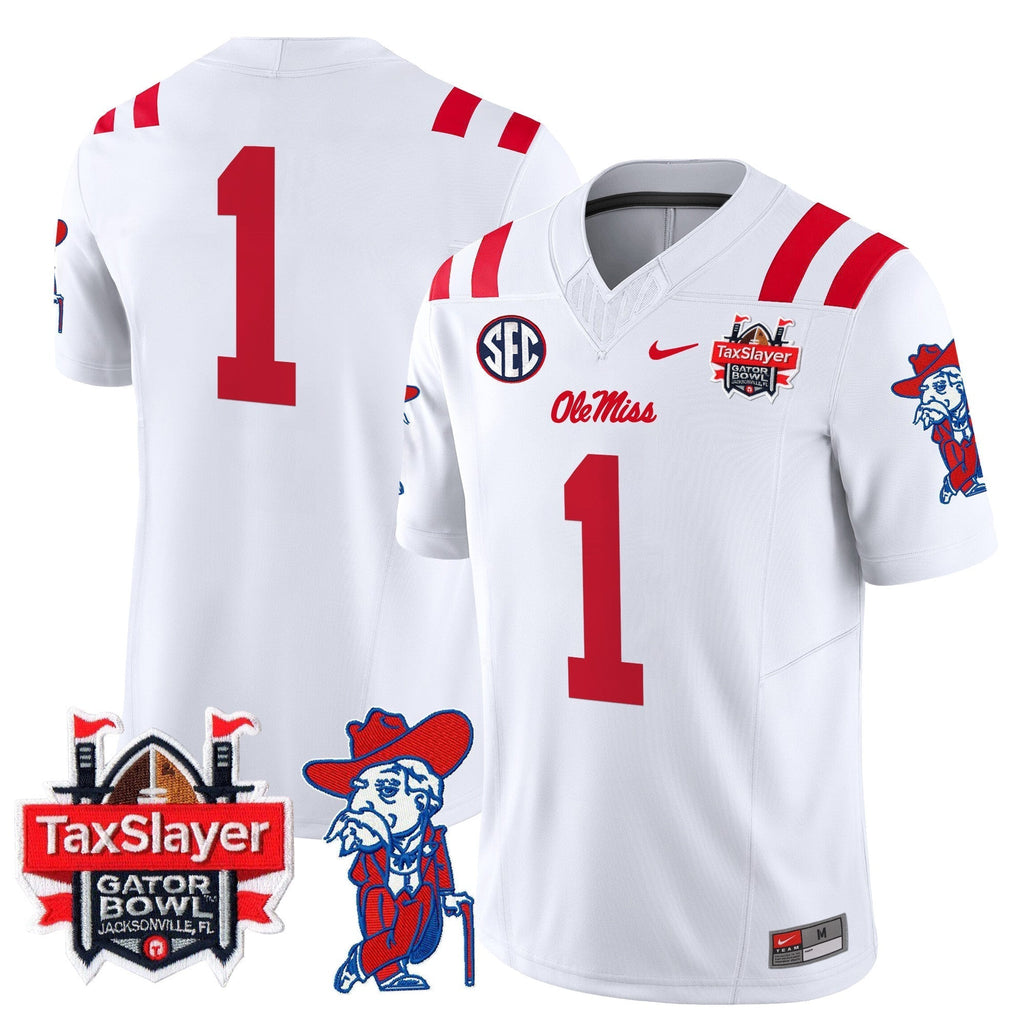 Men Ole Miss Rebels 2024 Gator Bowl Patch Vapor Limited Jersey - All Stitched