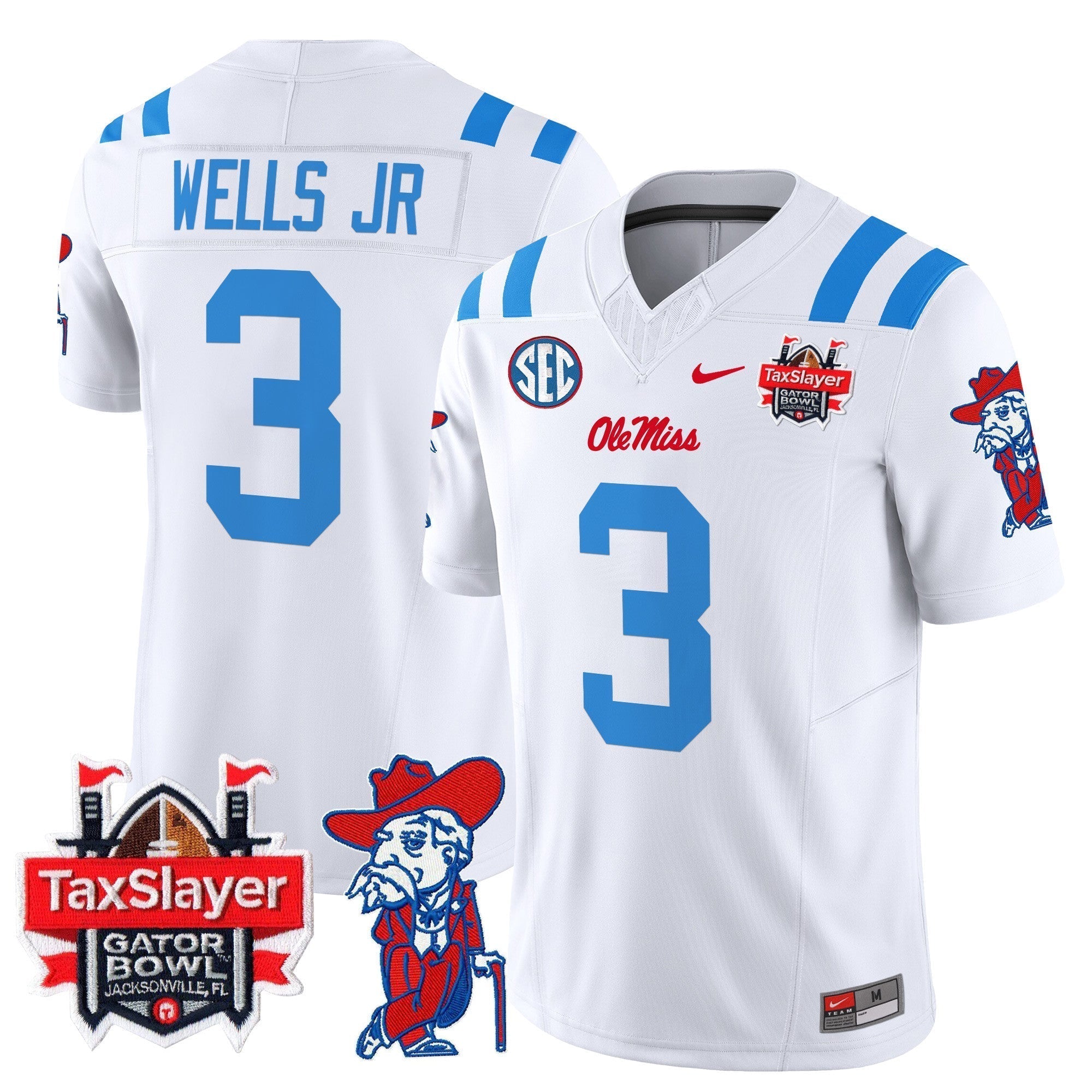 Men Ole Miss Rebels 2025 Gator Bowl Patch Vapor Limited Jersey - All Stitched