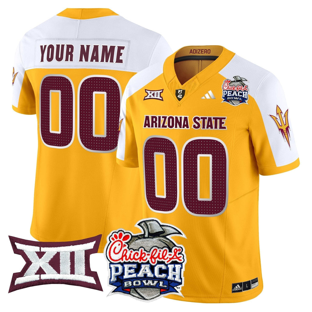 Custom Arizona State Sun Devils 2025 Peach Bowl Vapor Limited Jersey V2 - All Stitched