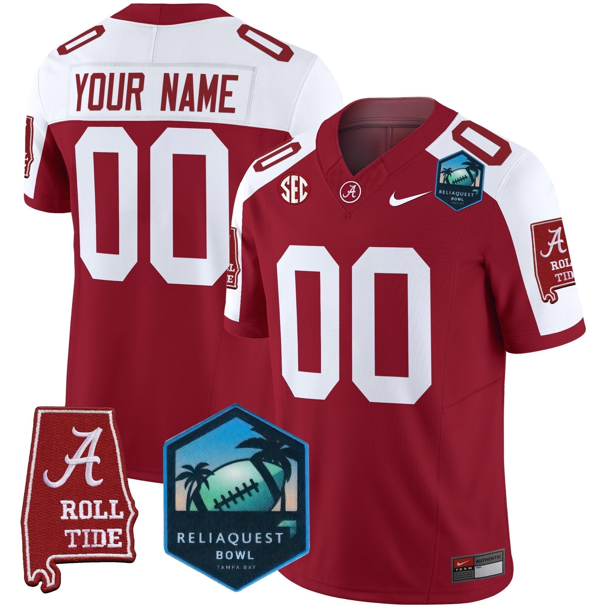 Custom Alabama Crimson Tide 2025 ReliaQuest Bowl Patch Vapor Limited Jersey - All Stitched