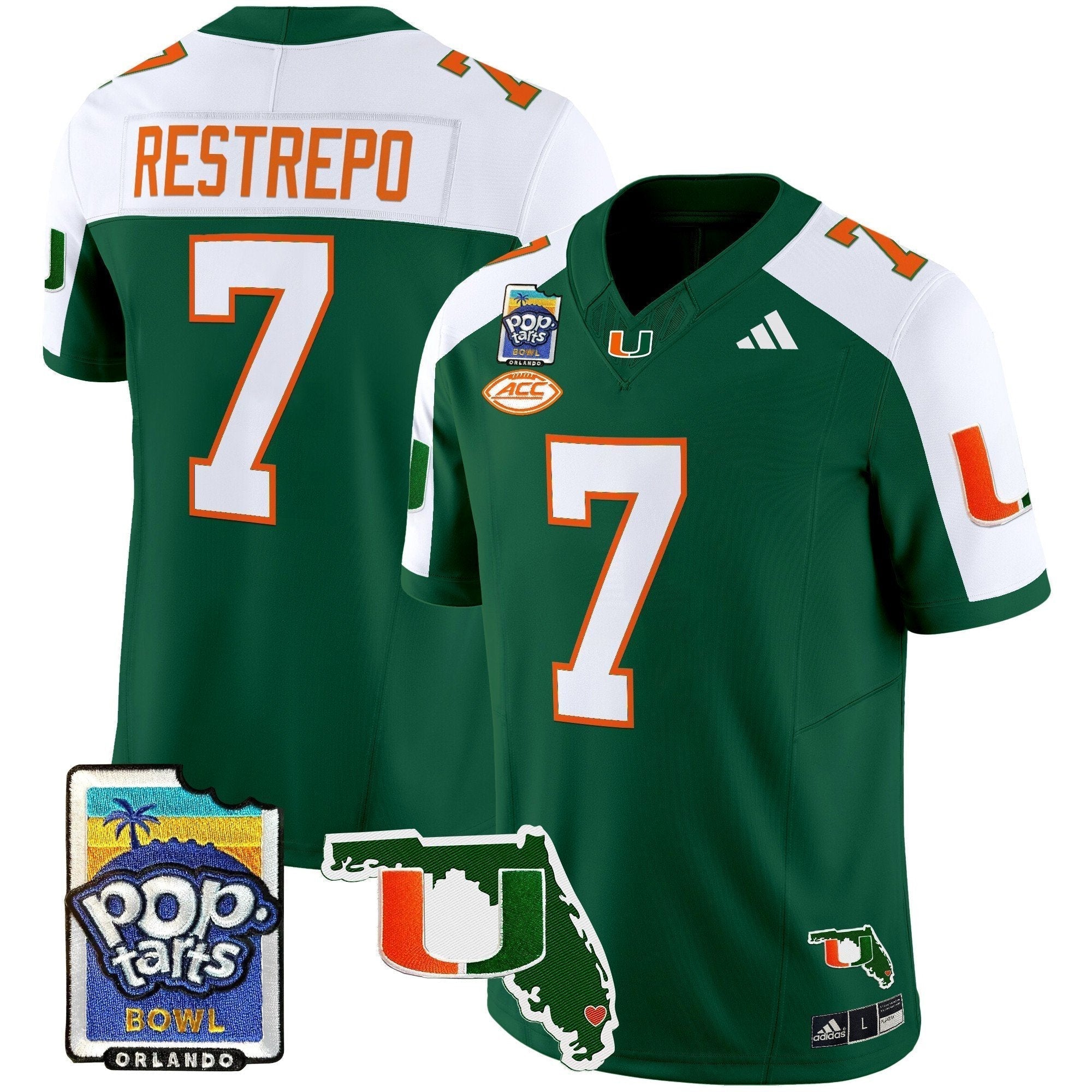 Men Miami Hurricanes 2025 PopTarts Bowl Patch Vapor Limited Jersey - All Stitched