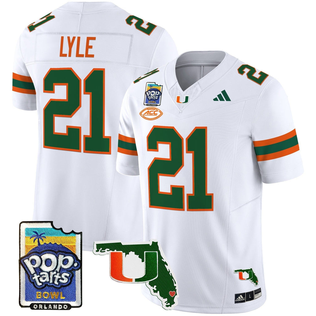 Men Miami Hurricanes 2025 PopTarts Bowl Patch Vapor Limited Jersey - All Stitched
