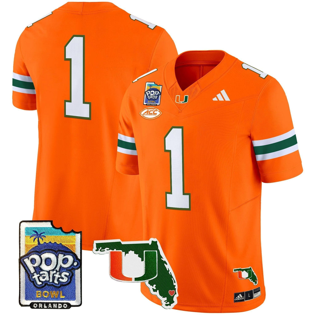 Men Miami Hurricanes 2025 PopTarts Bowl Patch Vapor Limited Jersey - All Stitched
