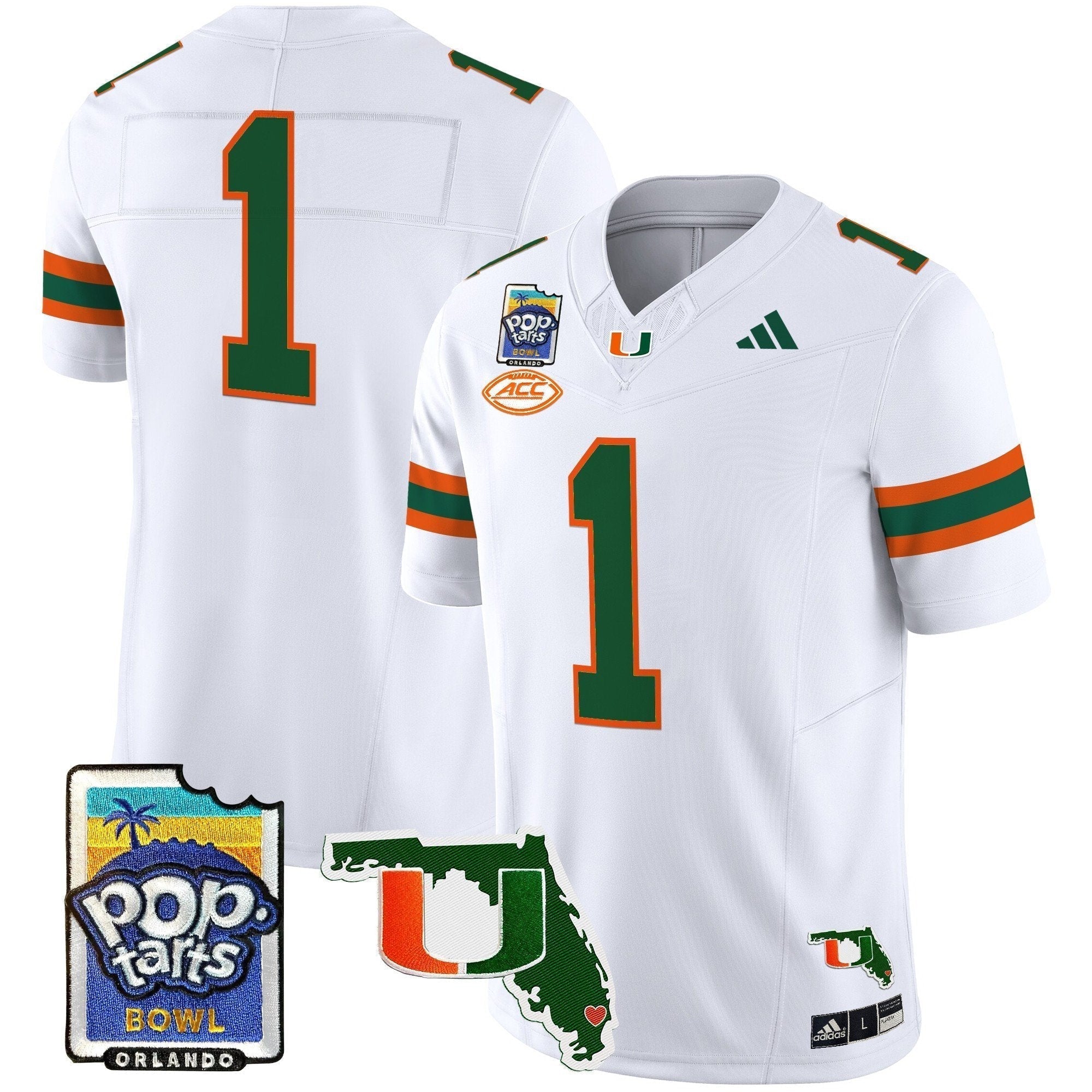 Men Miami Hurricanes 2025 PopTarts Bowl Patch Vapor Limited Jersey - All Stitched
