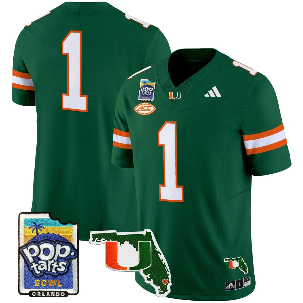 Men Miami Hurricanes 2025 PopTarts Bowl Patch Vapor Limited Jersey - All Stitched