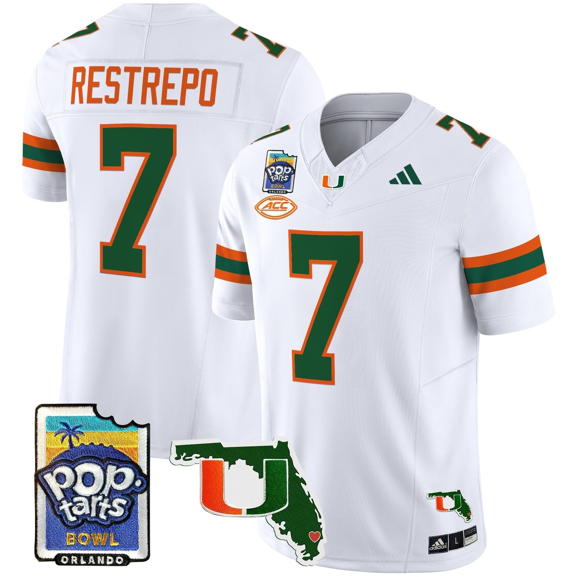Men Miami Hurricanes 2025 PopTarts Bowl Patch Vapor Limited Jersey - All Stitched