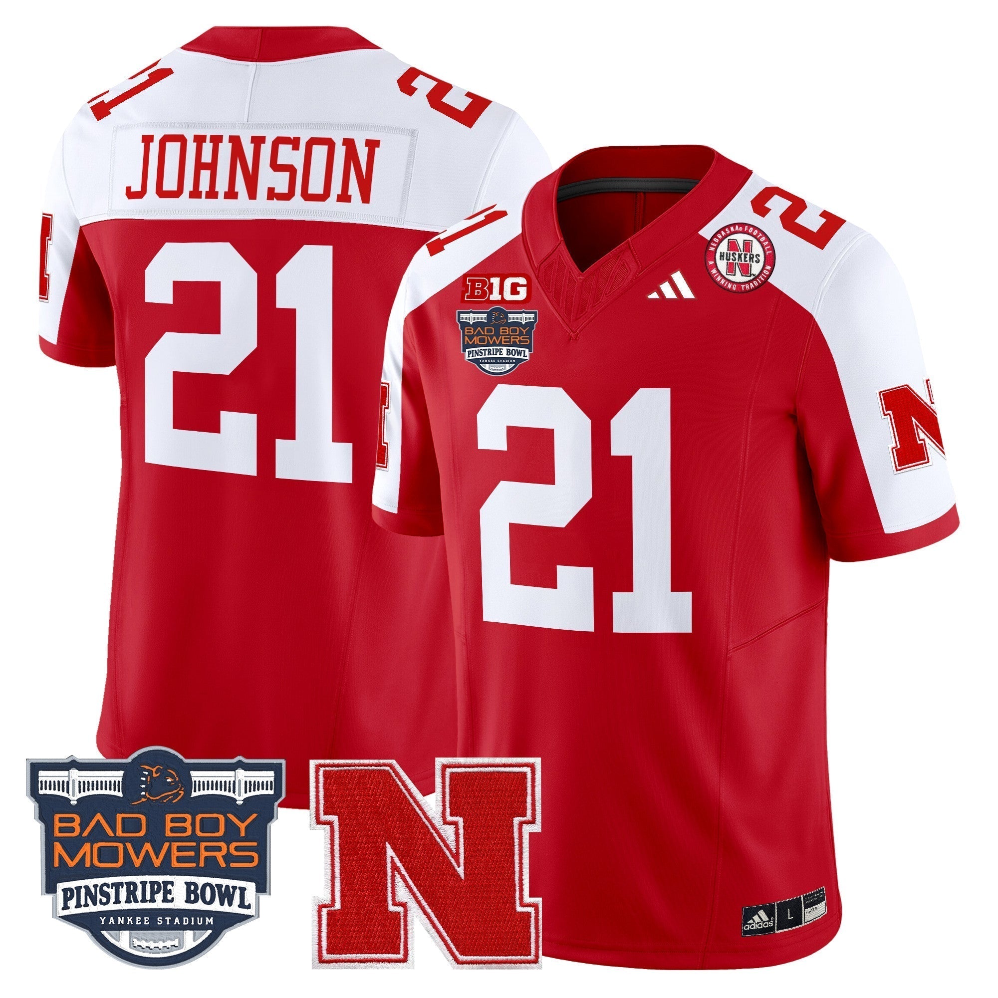 Men Nebraska Cornhuskers 2025 Pinstripe Bowl Patch Vapor Limited Jersey - All Stitched