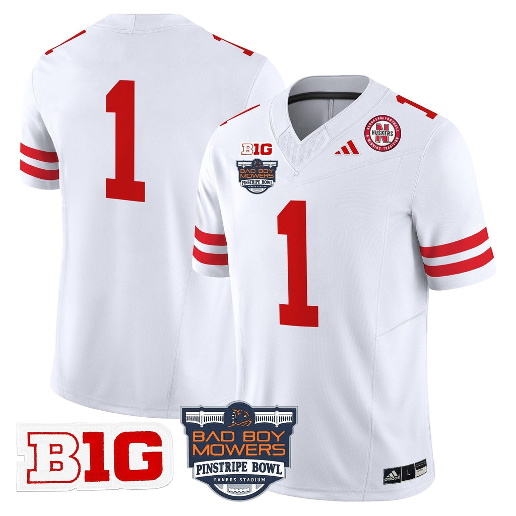 Men Nebraska Cornhuskers 2025 Pinstripe Bowl Patch Vapor Limited Jersey - All Stitched