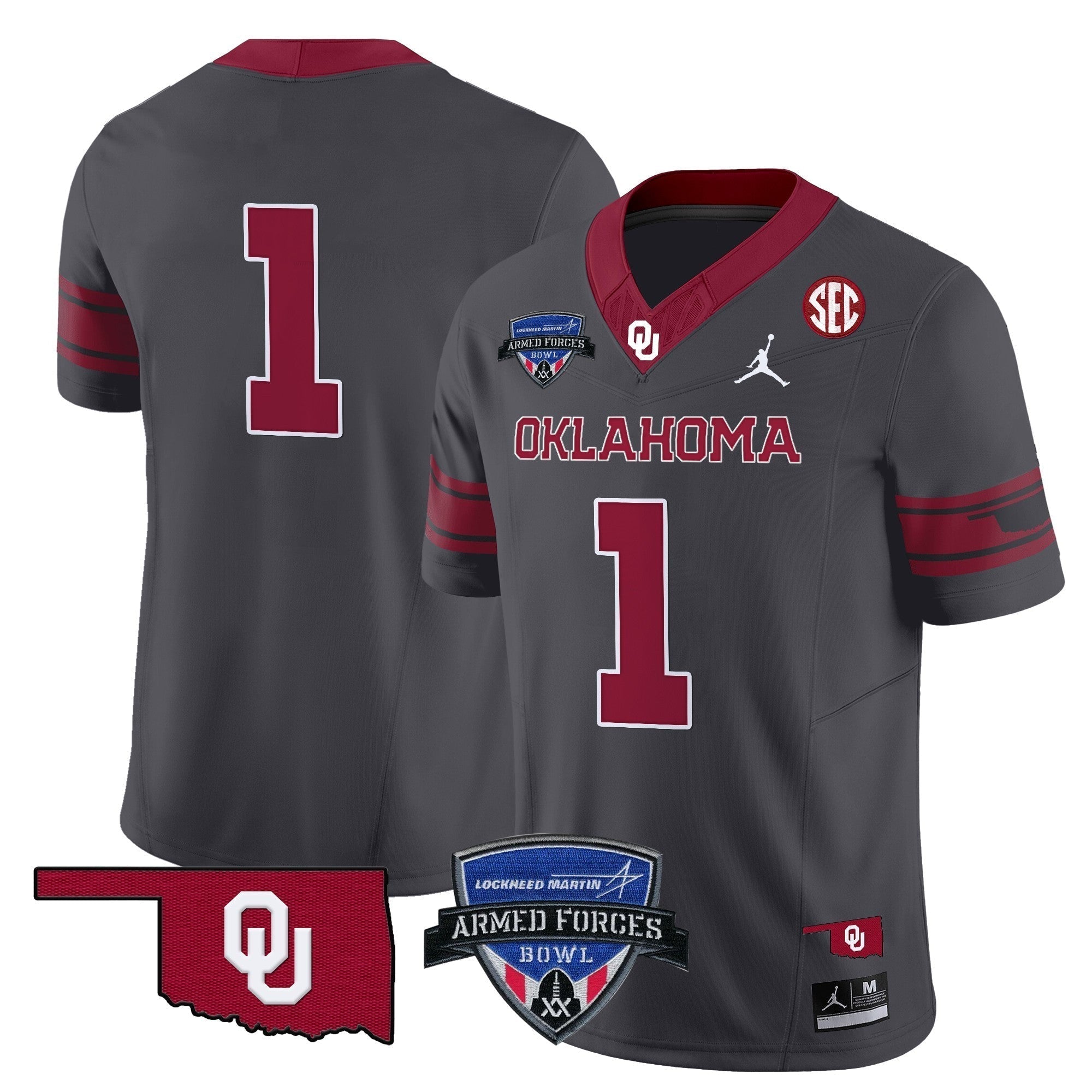Men Oklahoma Sooners 2025 Armed Forces Bowl Patch Vapor Limited Jersey - All Stitched