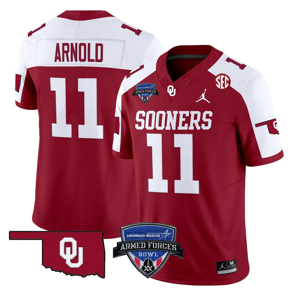 Men Oklahoma Sooners 2025 Armed Forces Bowl Patch Vapor Limited Jersey - All Stitched