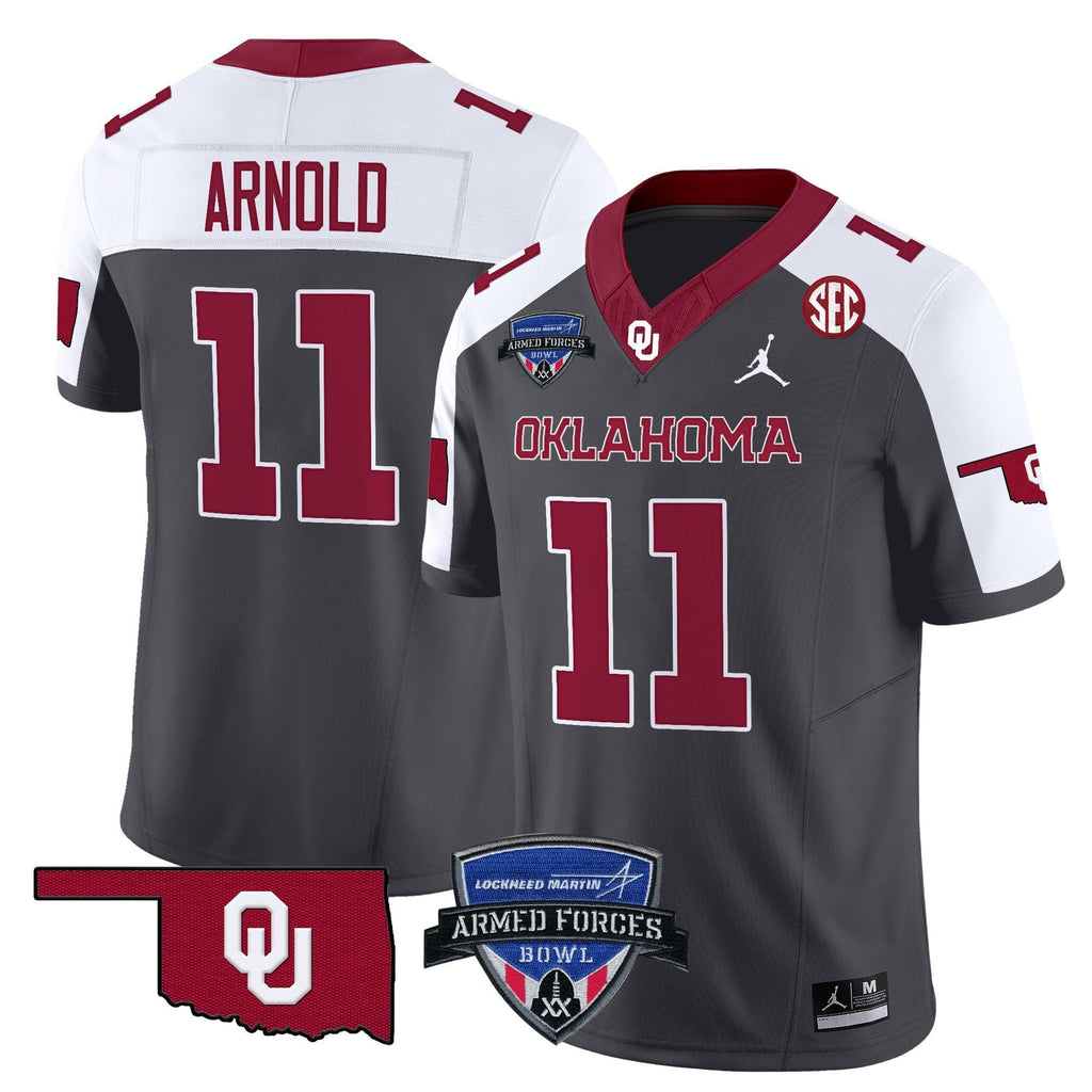 Men Oklahoma Sooners 2025 Armed Forces Bowl Patch Vapor Limited Jersey - All Stitched