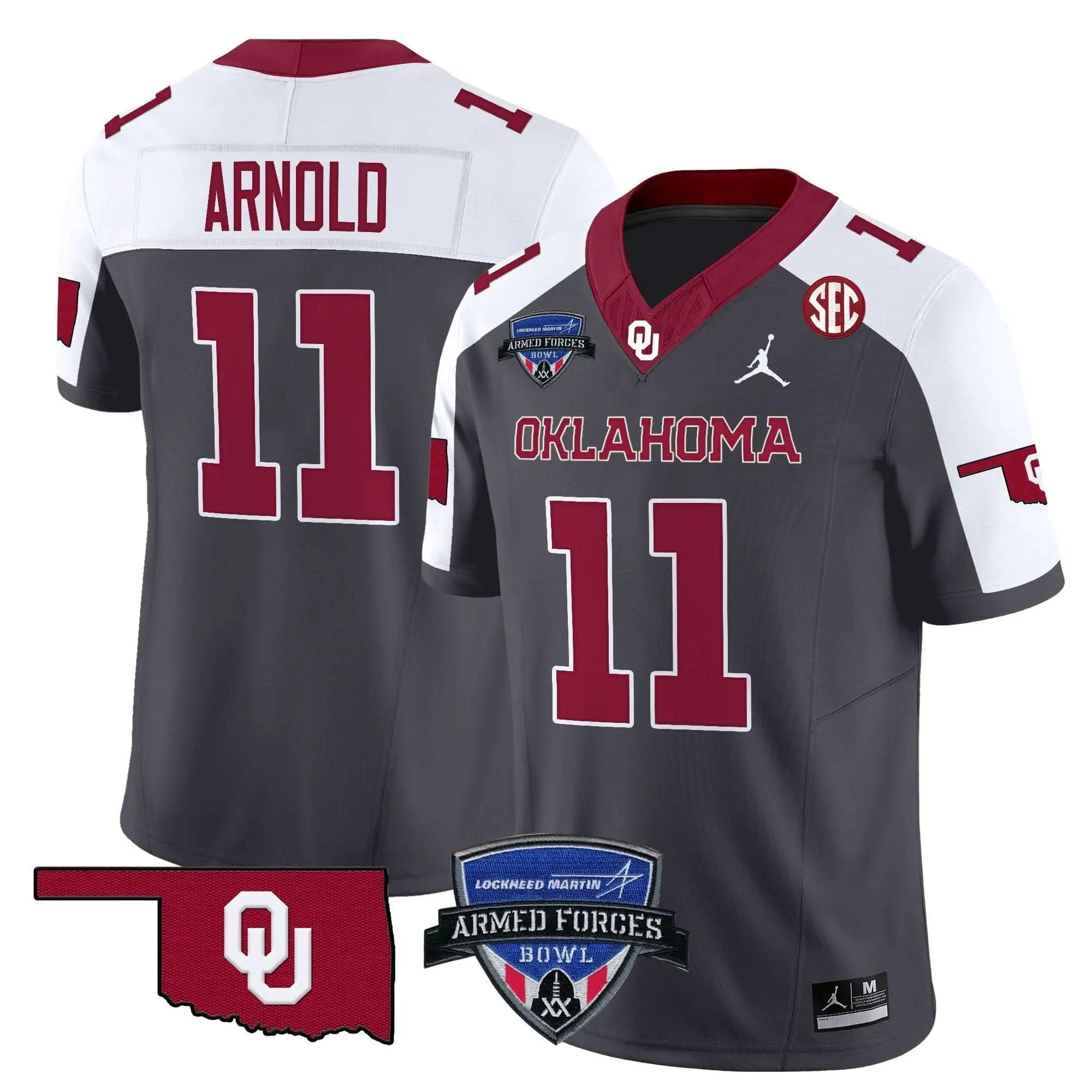 Men  Oklahoma Sooners Football 2025 Armed Forces Bowl Patch Vapor Limited Jersey