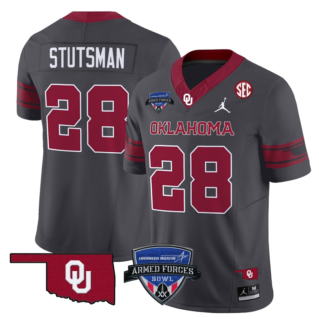 Men Oklahoma Sooners 2025 Armed Forces Bowl Patch Vapor Limited Jersey - All Stitched