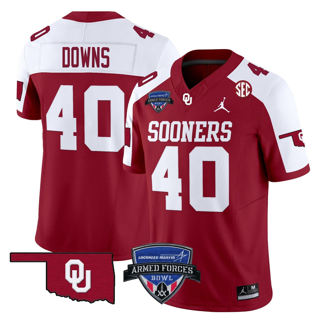 Men Oklahoma Sooners 2025 Armed Forces Bowl Patch Vapor Limited Jersey - All Stitched