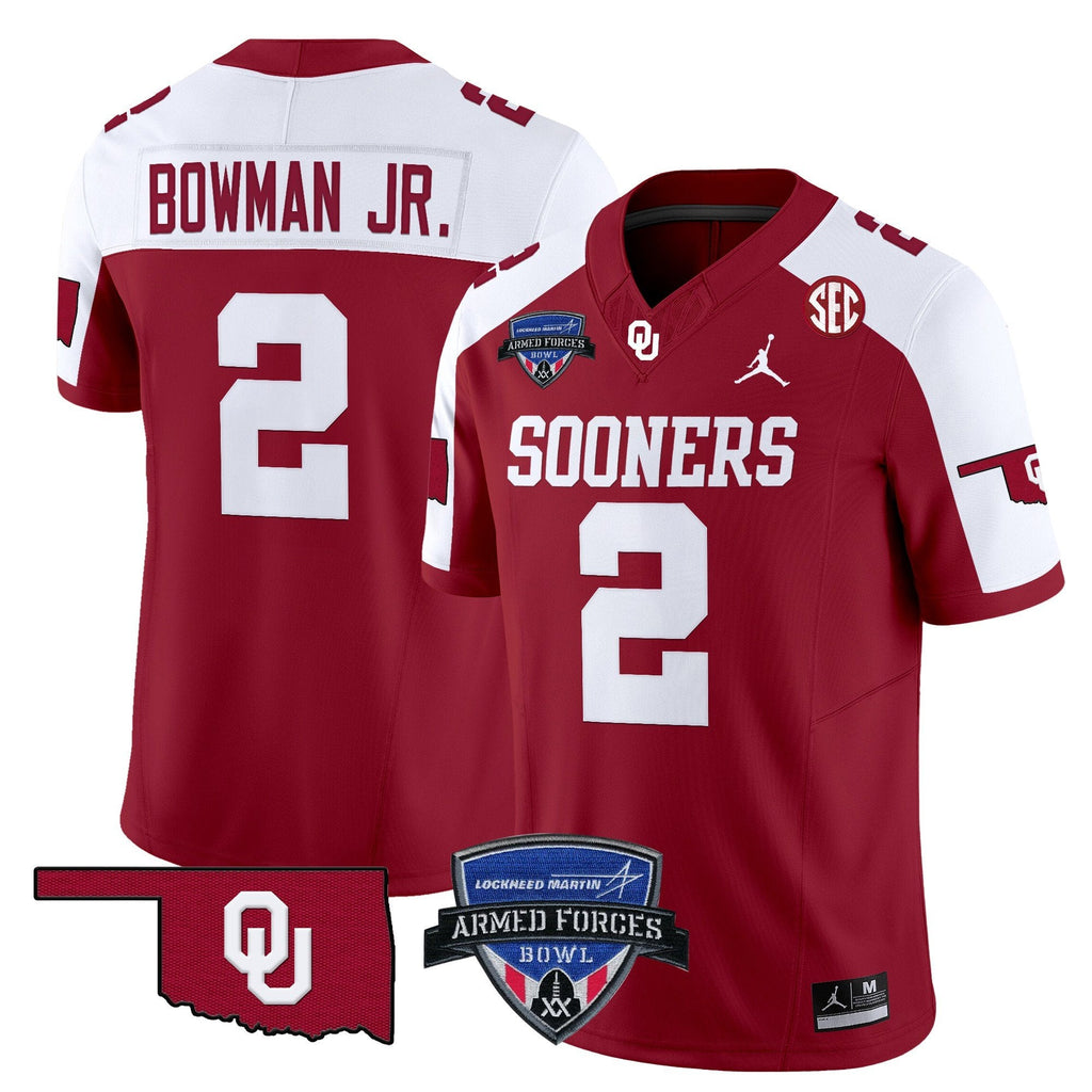 Men Oklahoma Sooners 2025 Armed Forces Bowl Patch Vapor Limited Jersey - All Stitched