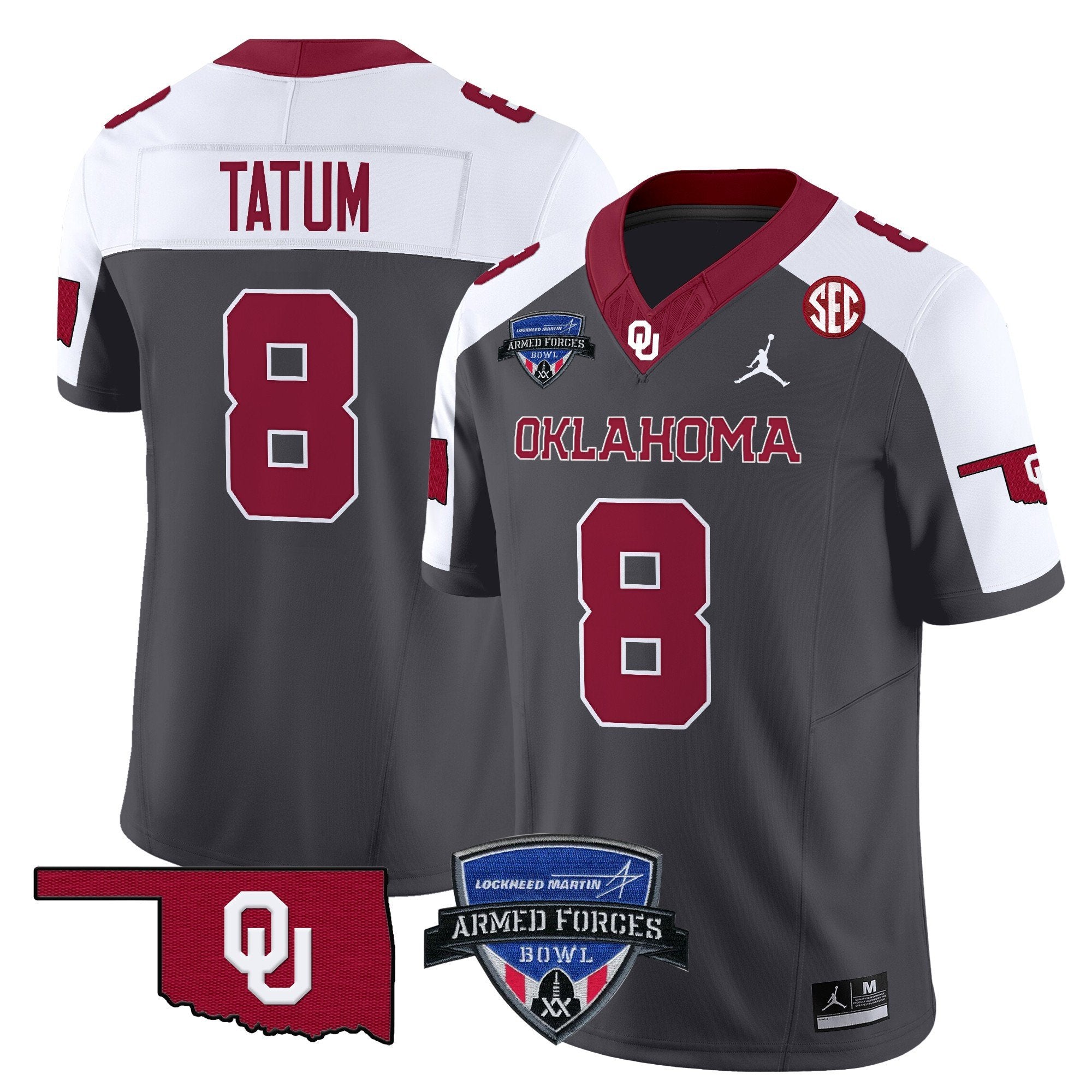 Men Oklahoma Sooners 2025 Armed Forces Bowl Patch Vapor Limited Jersey - All Stitched