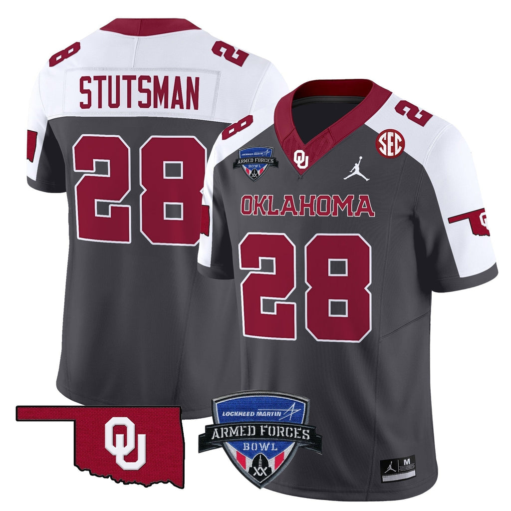 Men Oklahoma Sooners 2025 Armed Forces Bowl Patch Vapor Limited Jersey - All Stitched