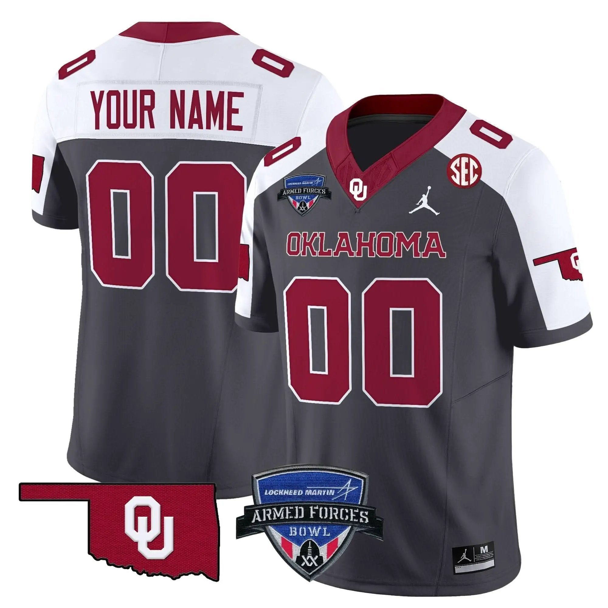 Oklahoma Sooners Football 2025 Armed Forces Bowl Patch Vapor Limited Custom Jersey