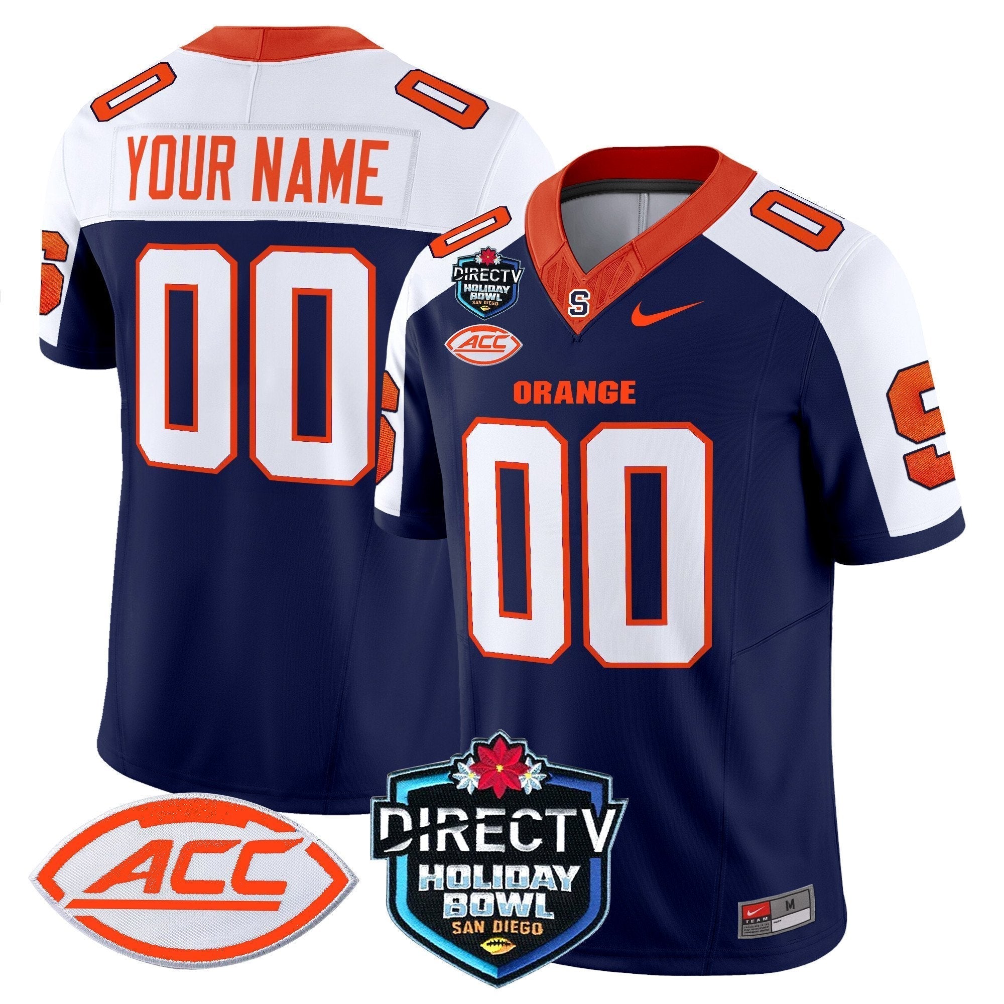 Custom Syracuse Orange 2025 Holiday Bowl Patch Vapor Limited Jersey - All Stitched