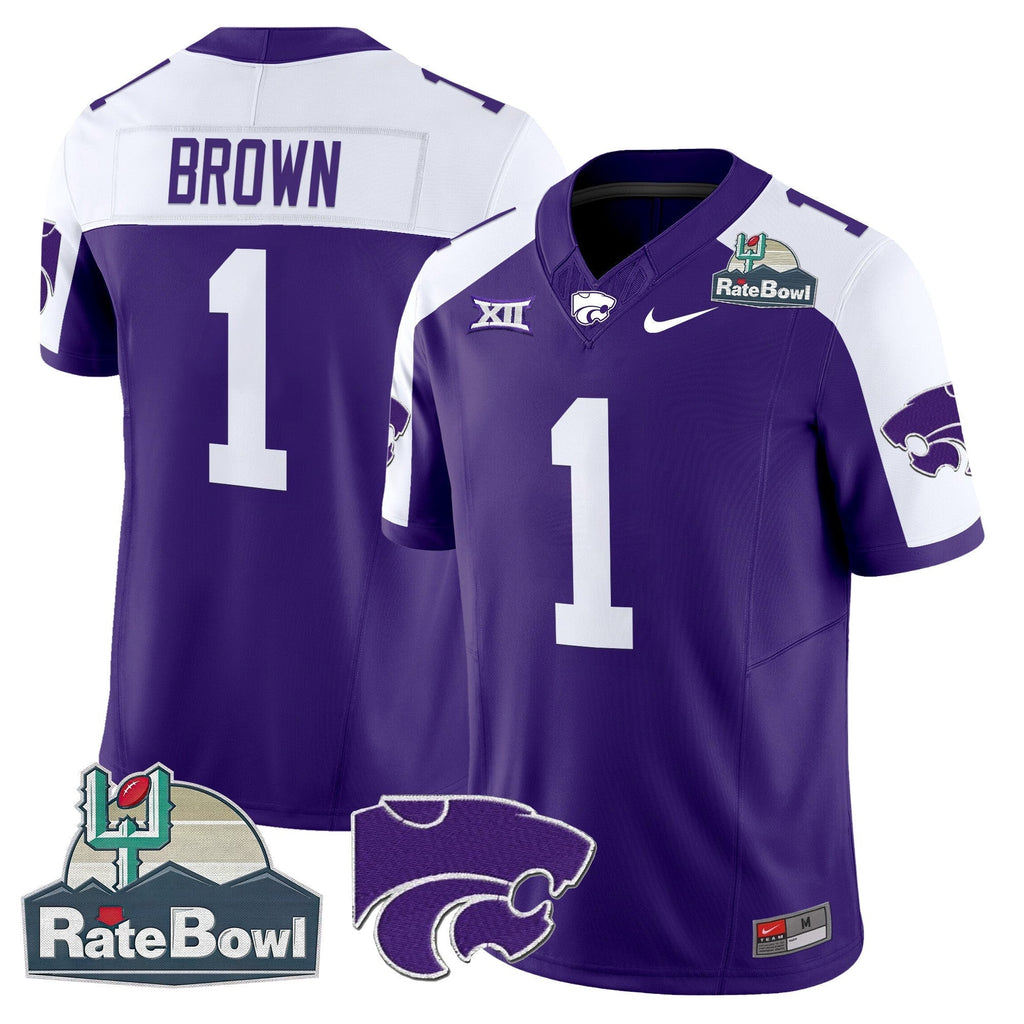 Men Kansas State Wildcats 2025 Rate Bowl Patch Vapor Limited Jersey - All Stitched
