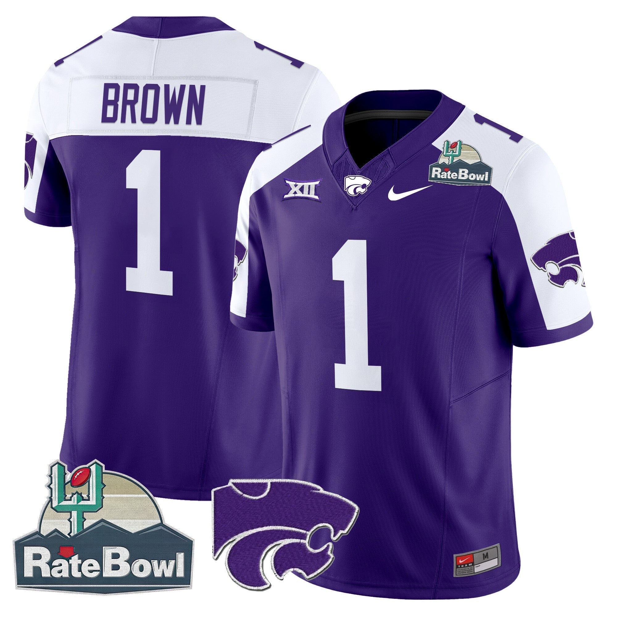 Men Kansas State Wildcats 2025 Rate Bowl Patch Vapor Limited Jersey - All Stitched