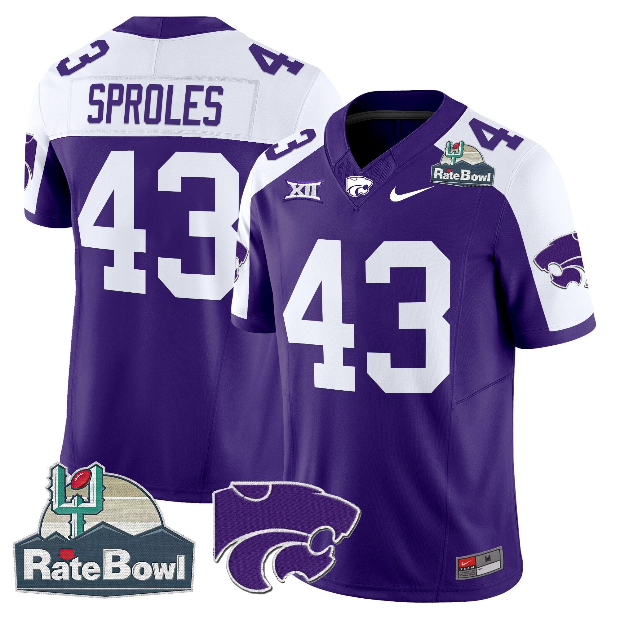Men Kansas State Wildcats 2025 Rate Bowl Patch Vapor Limited Jersey - All Stitched