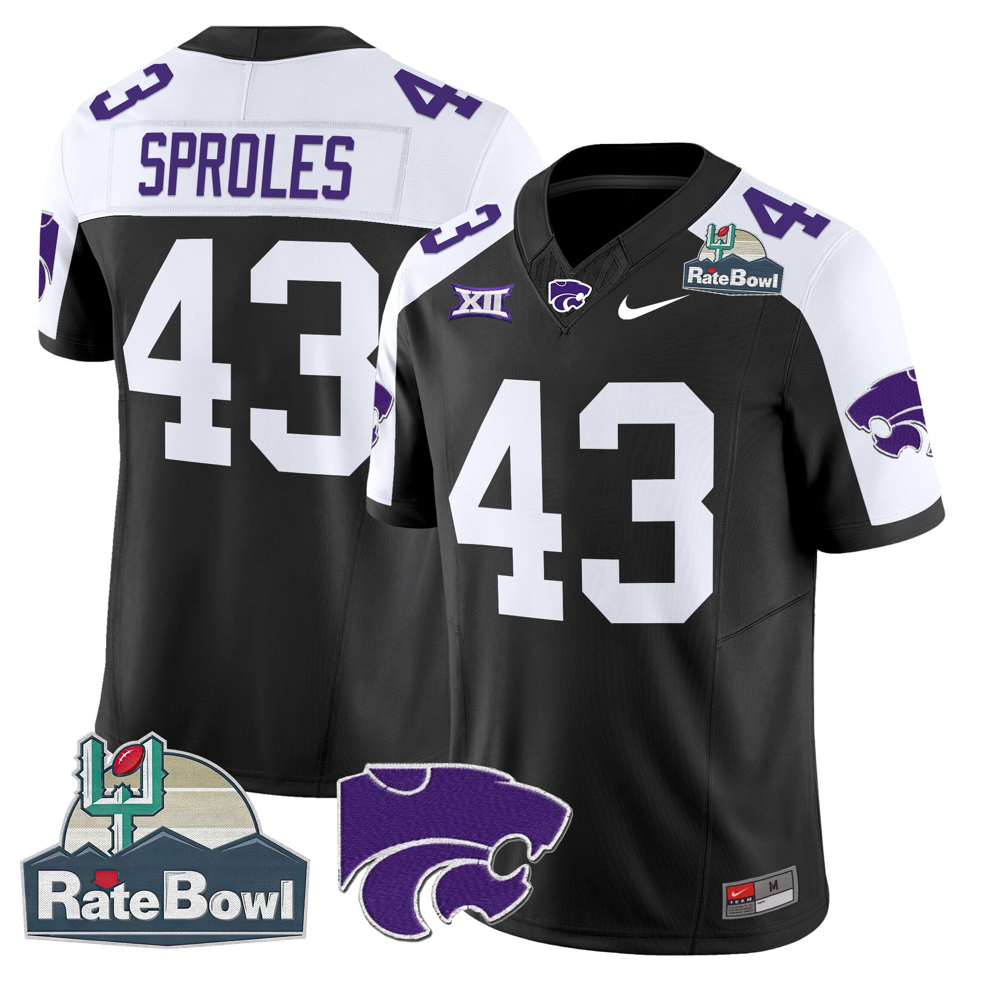 Men Kansas State Wildcats 2025 Rate Bowl Patch Vapor Limited Jersey - All Stitched