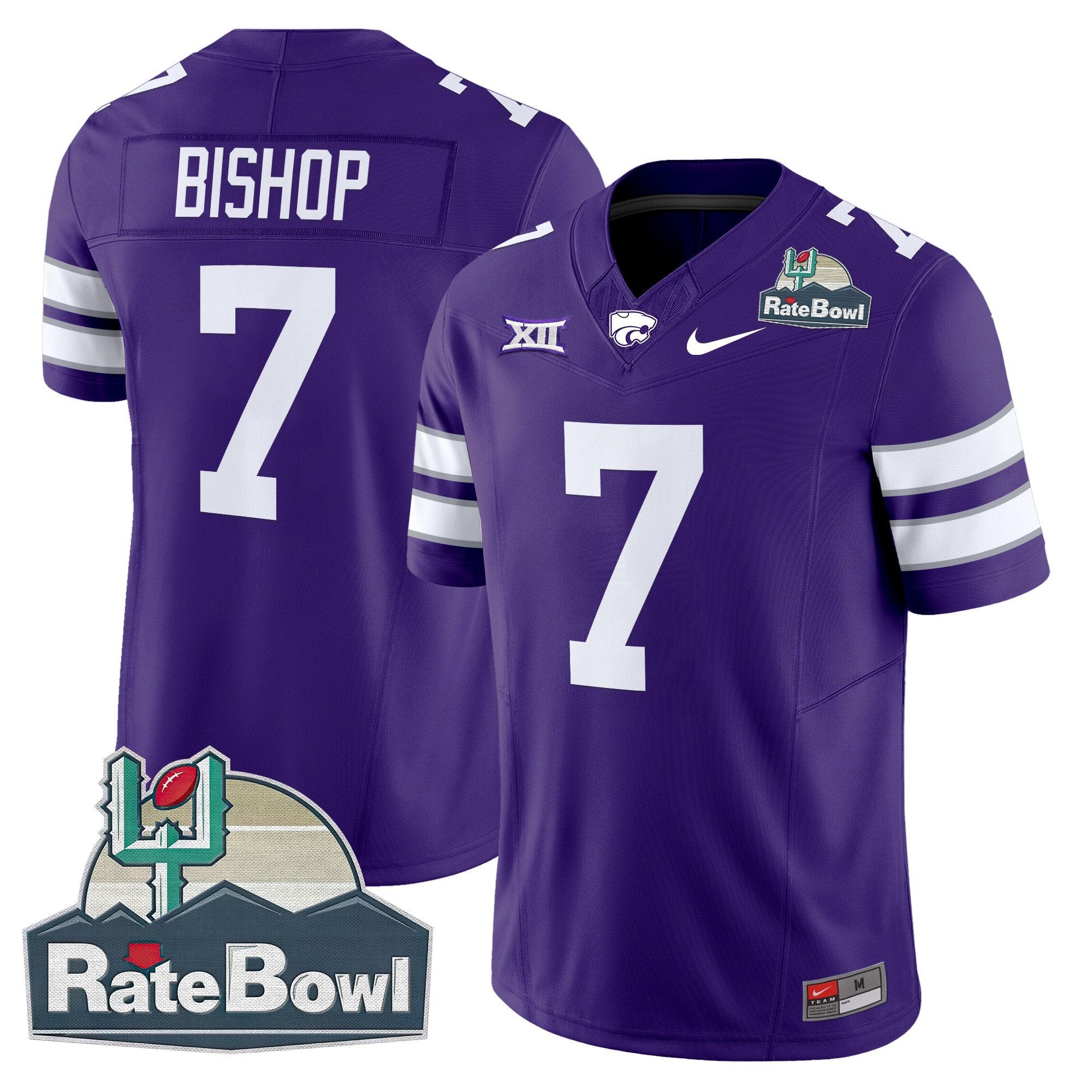 Men Kansas State Wildcats 2025 Rate Bowl Patch Vapor Limited Jersey - All Stitched