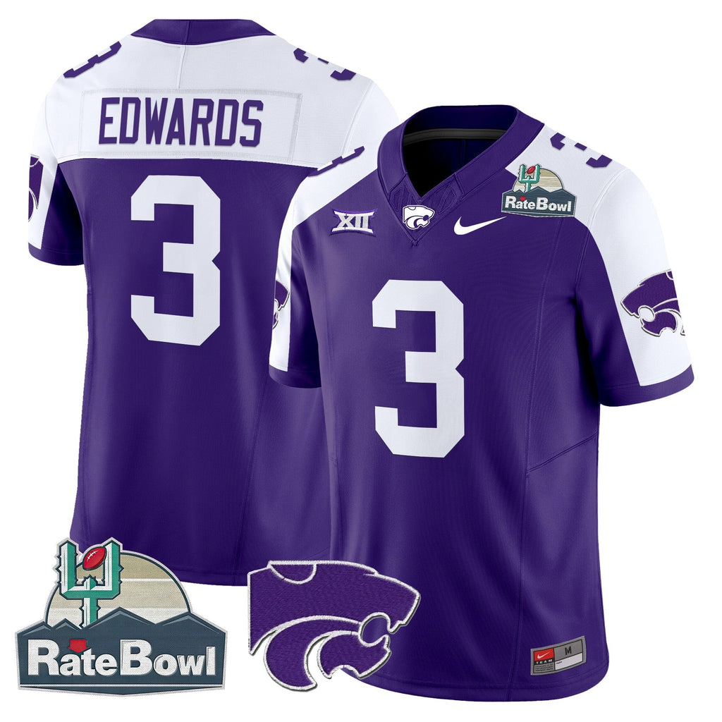 Men Kansas State Wildcats 2025 Rate Bowl Patch Vapor Limited Jersey - All Stitched