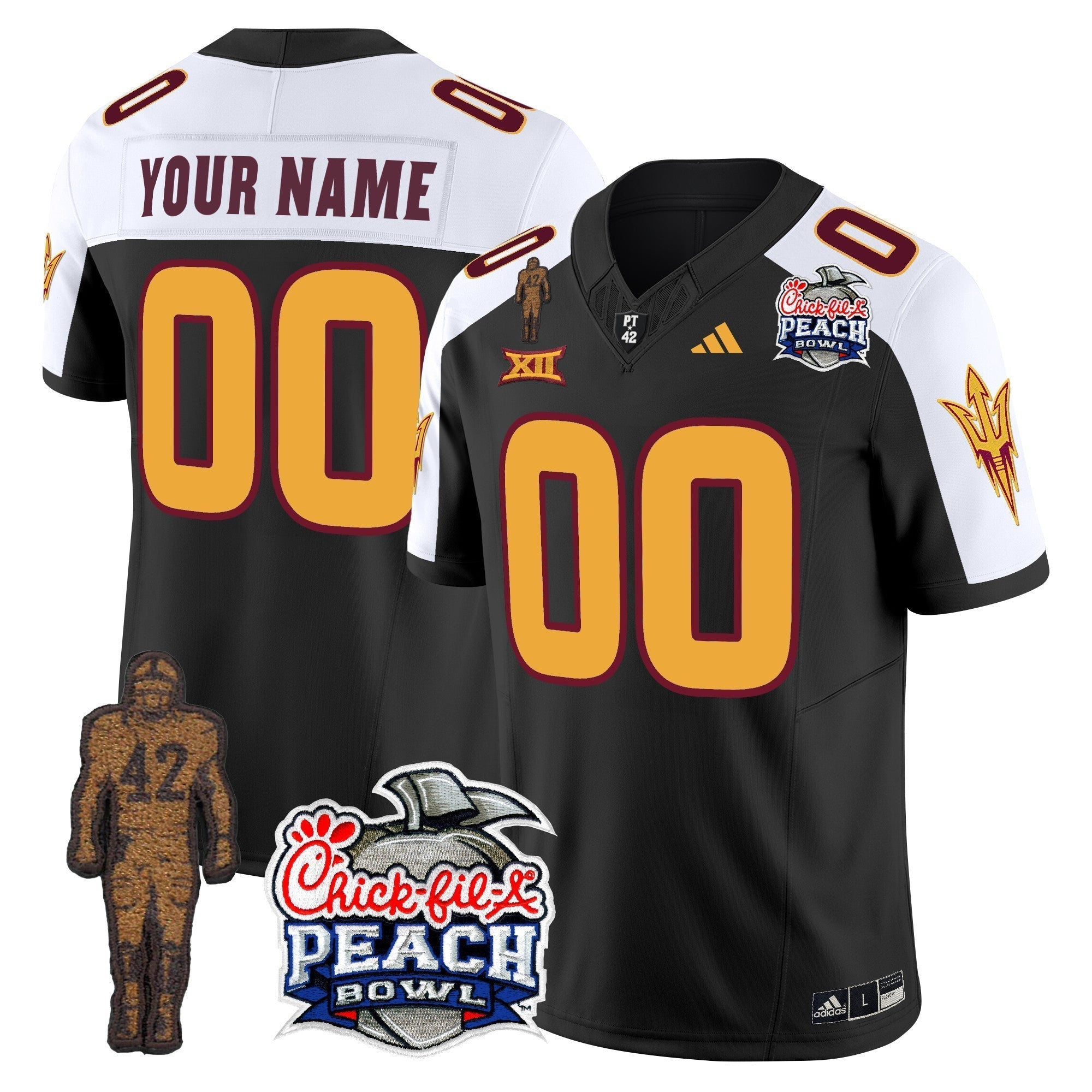 Custom Sun Devils Pat Tillman & Peach Bowl Patch Vapor Limited Jersey - All Stitched