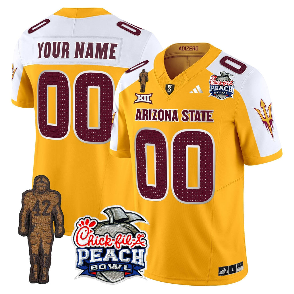 Custom Sun Devils Pat Tillman & Peach Bowl Patch Vapor Limited Jersey V2 - All Stitched